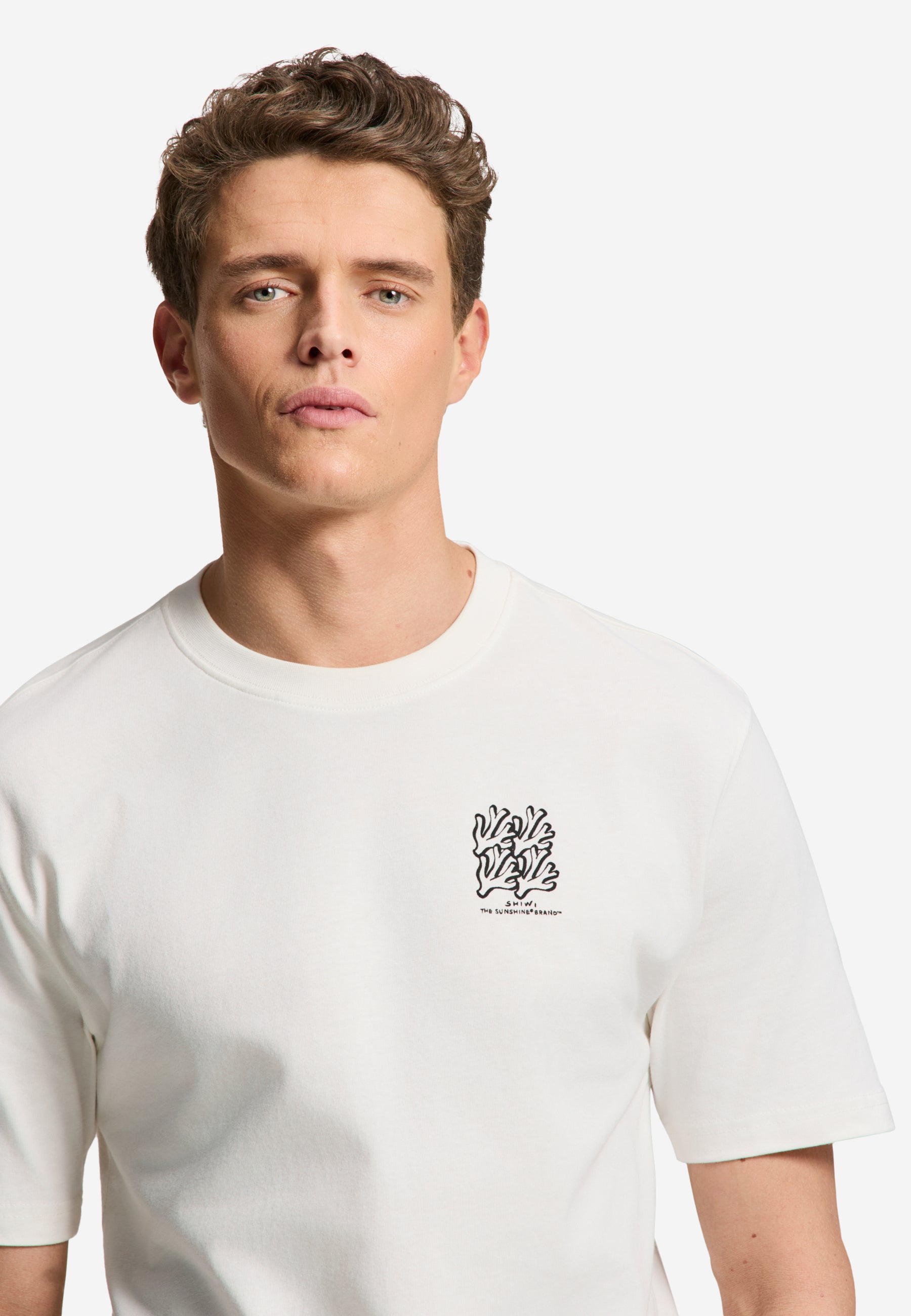 FINN relaxed fit coral grid t-shirt | white - Shiwi