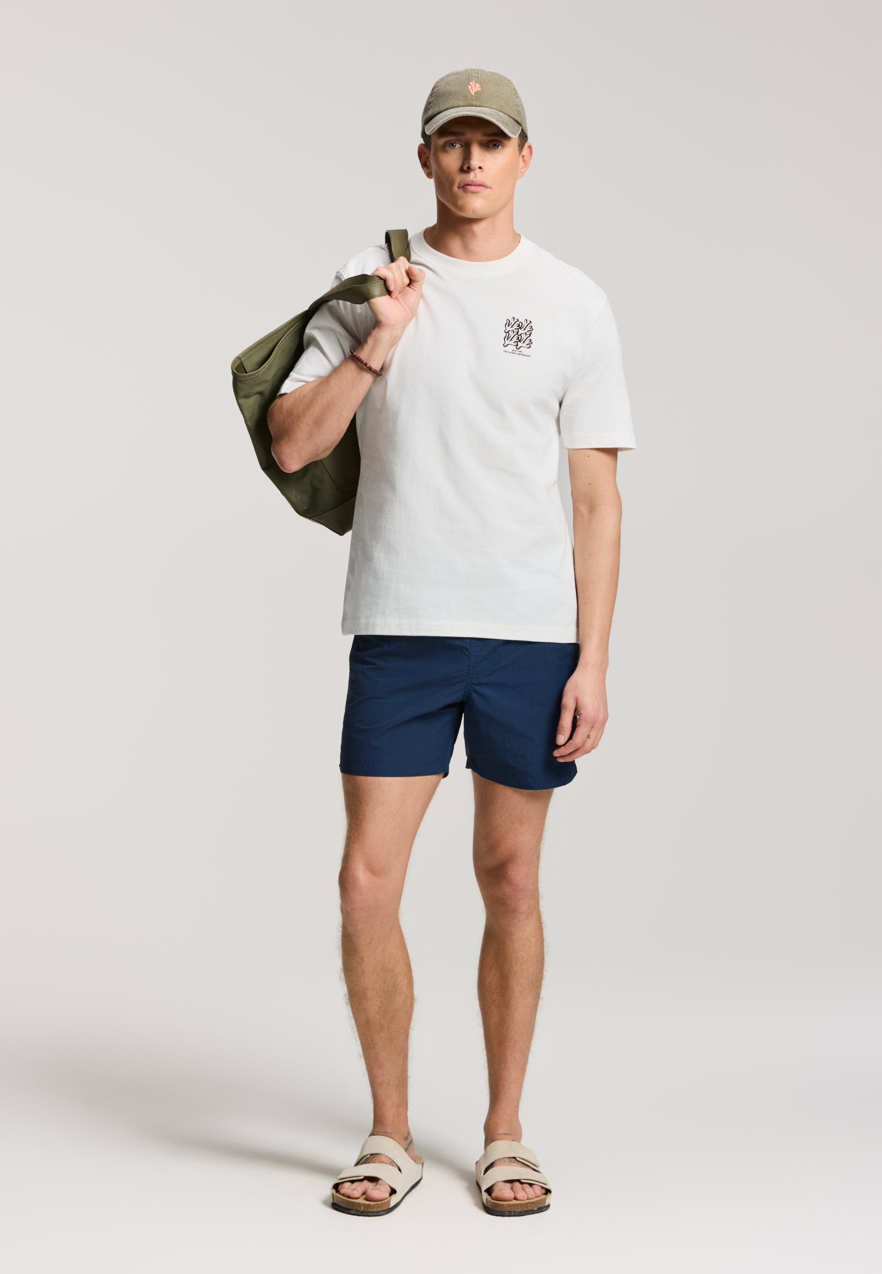 FINN relaxed fit coral grid t-shirt | white - Shiwi