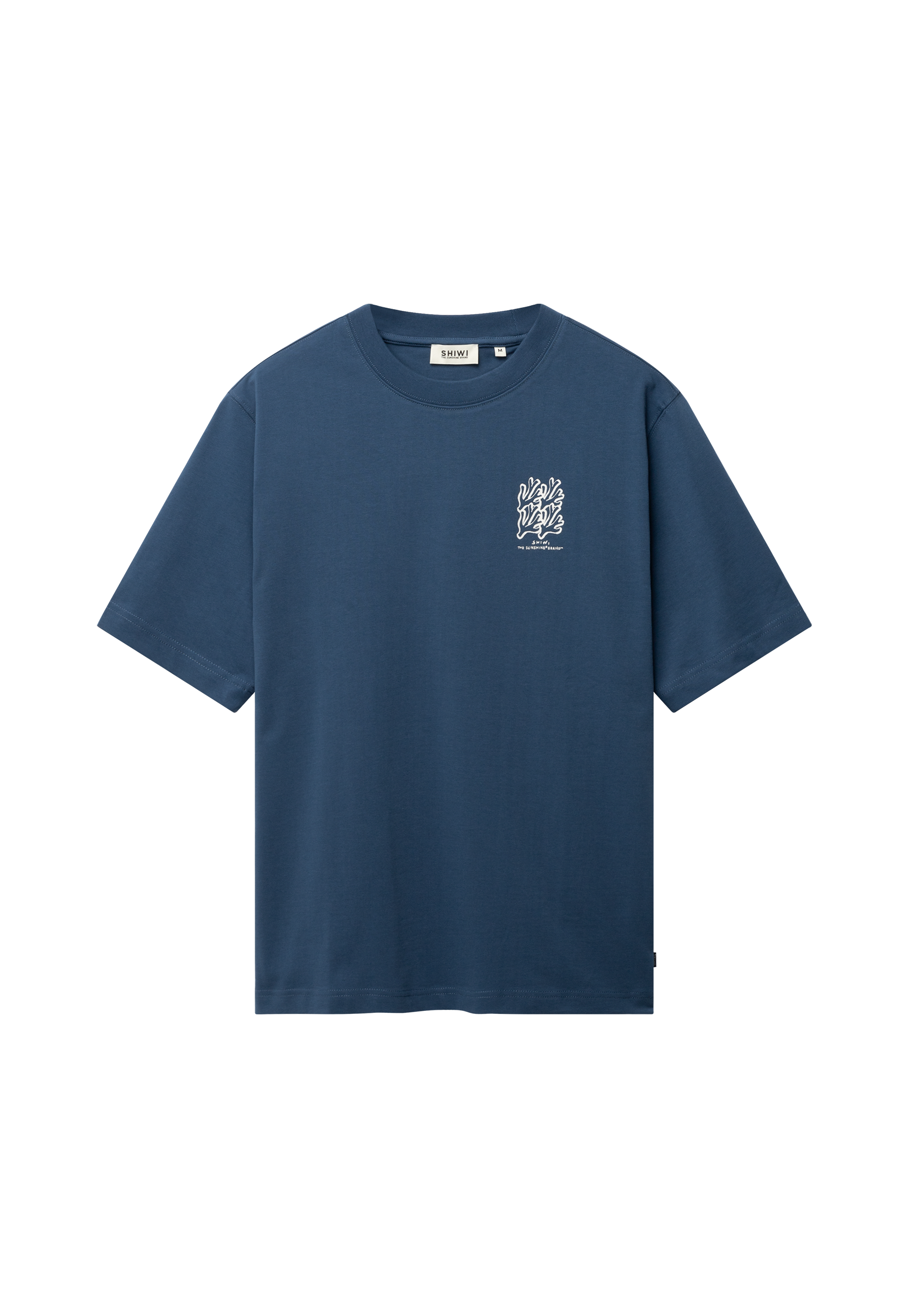 FINN relaxed fit coral grid t-shirt | blue slate