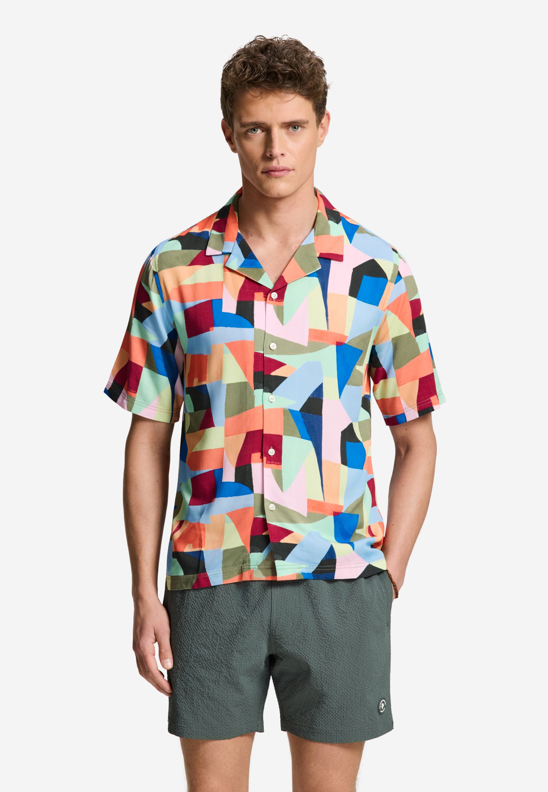 VIC multi art geo short sleeve shirt | multicolour