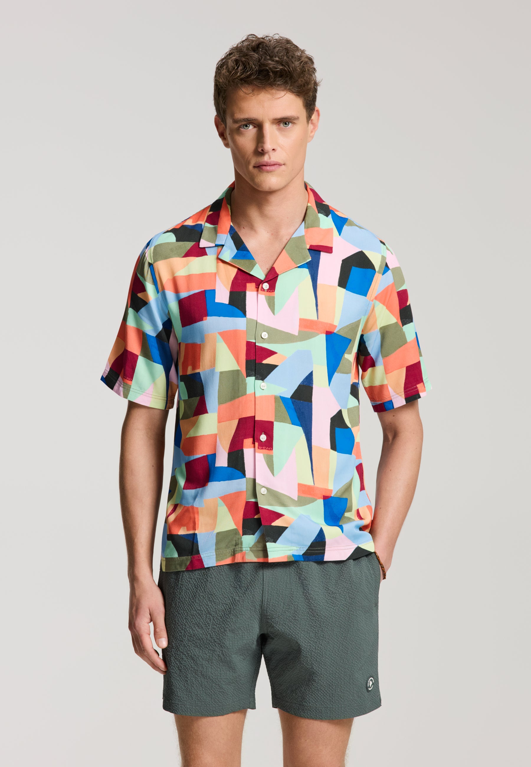 VIC multi art geo short sleeve shirt | multicolour