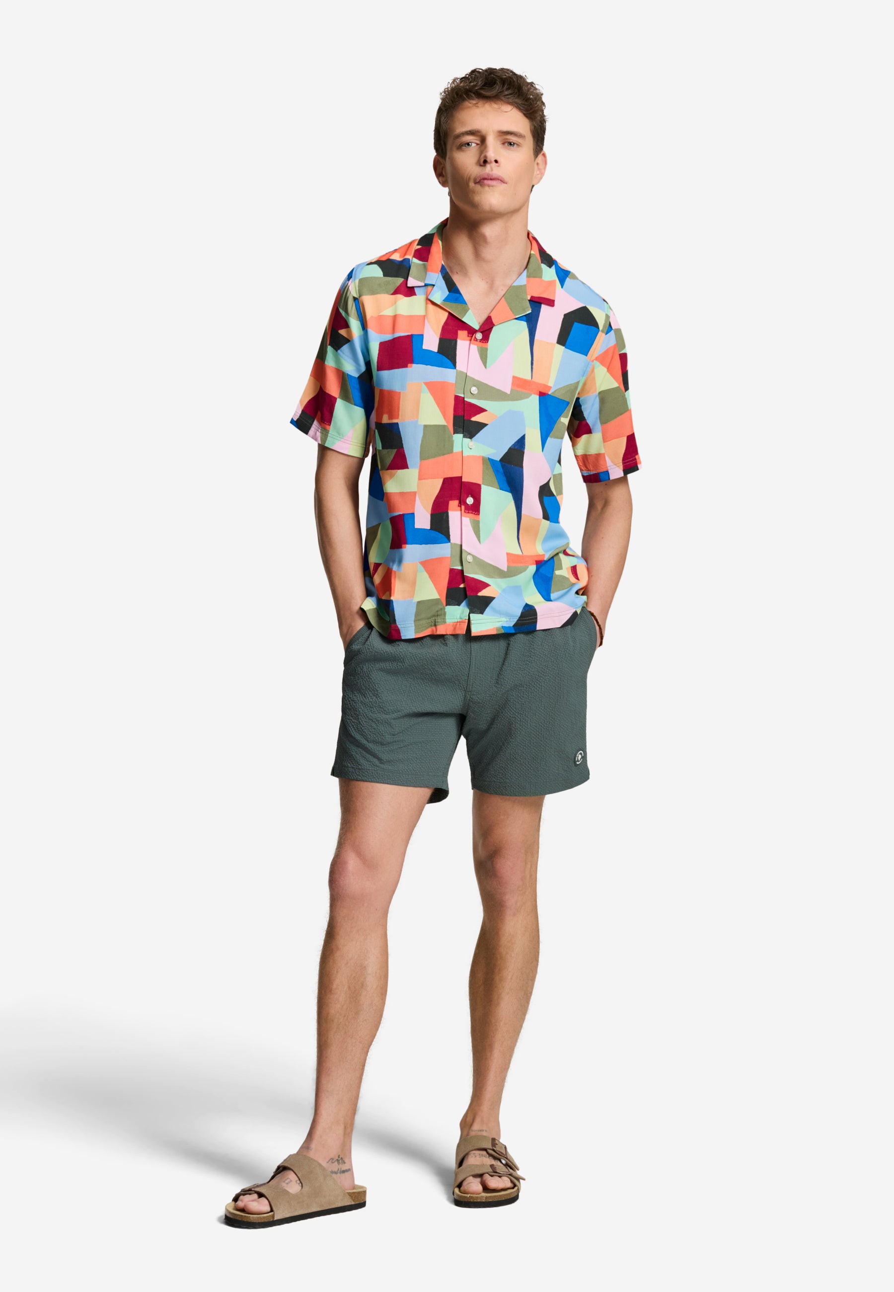 VIC multi art geo short sleeve shirt | multicolour