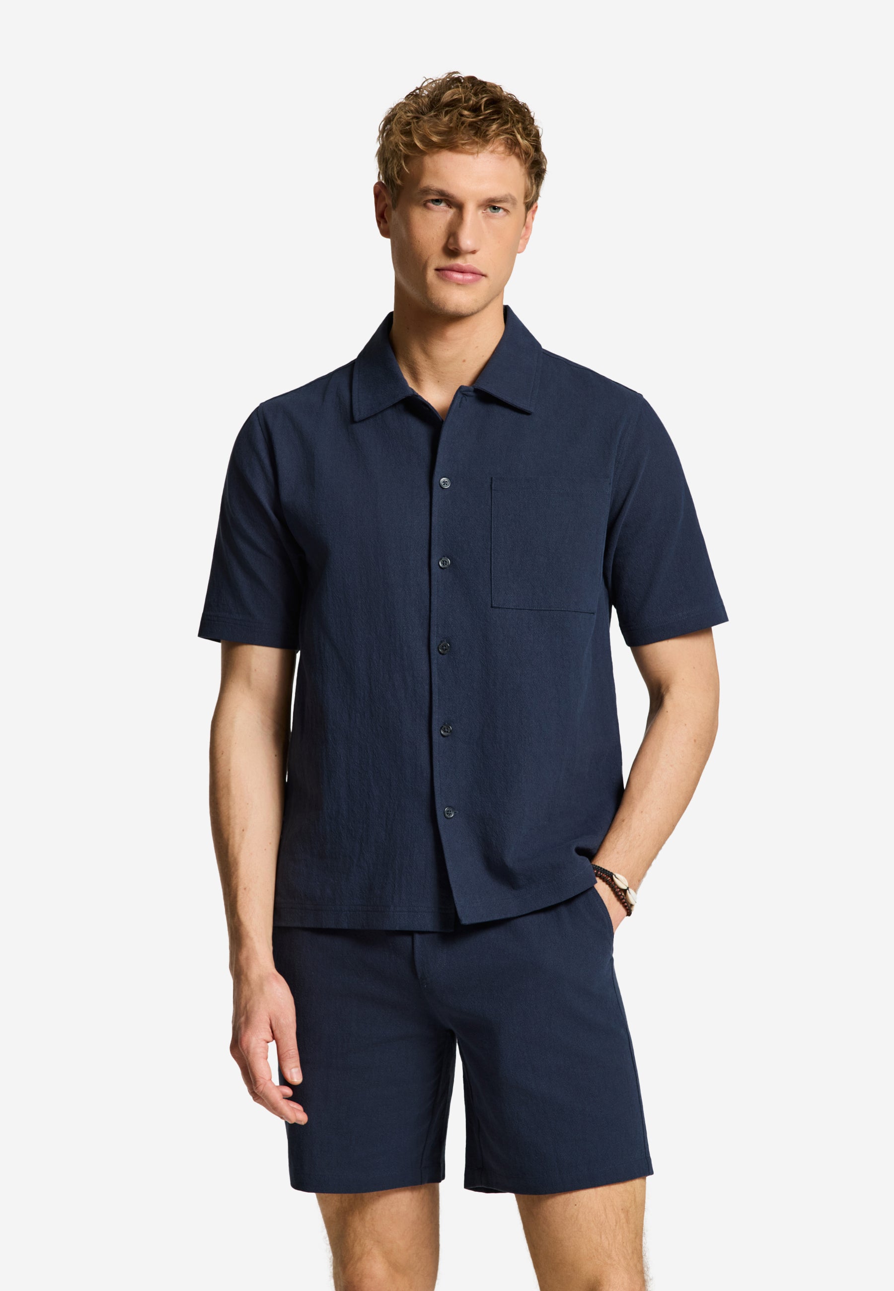 PHIL solid short sleeve shirt | blue dark navy