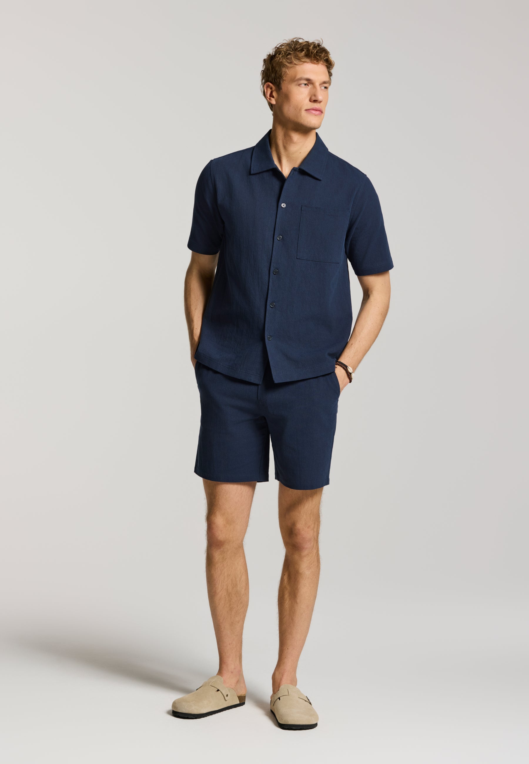 PHIL solid short sleeve shirt | blue dark navy