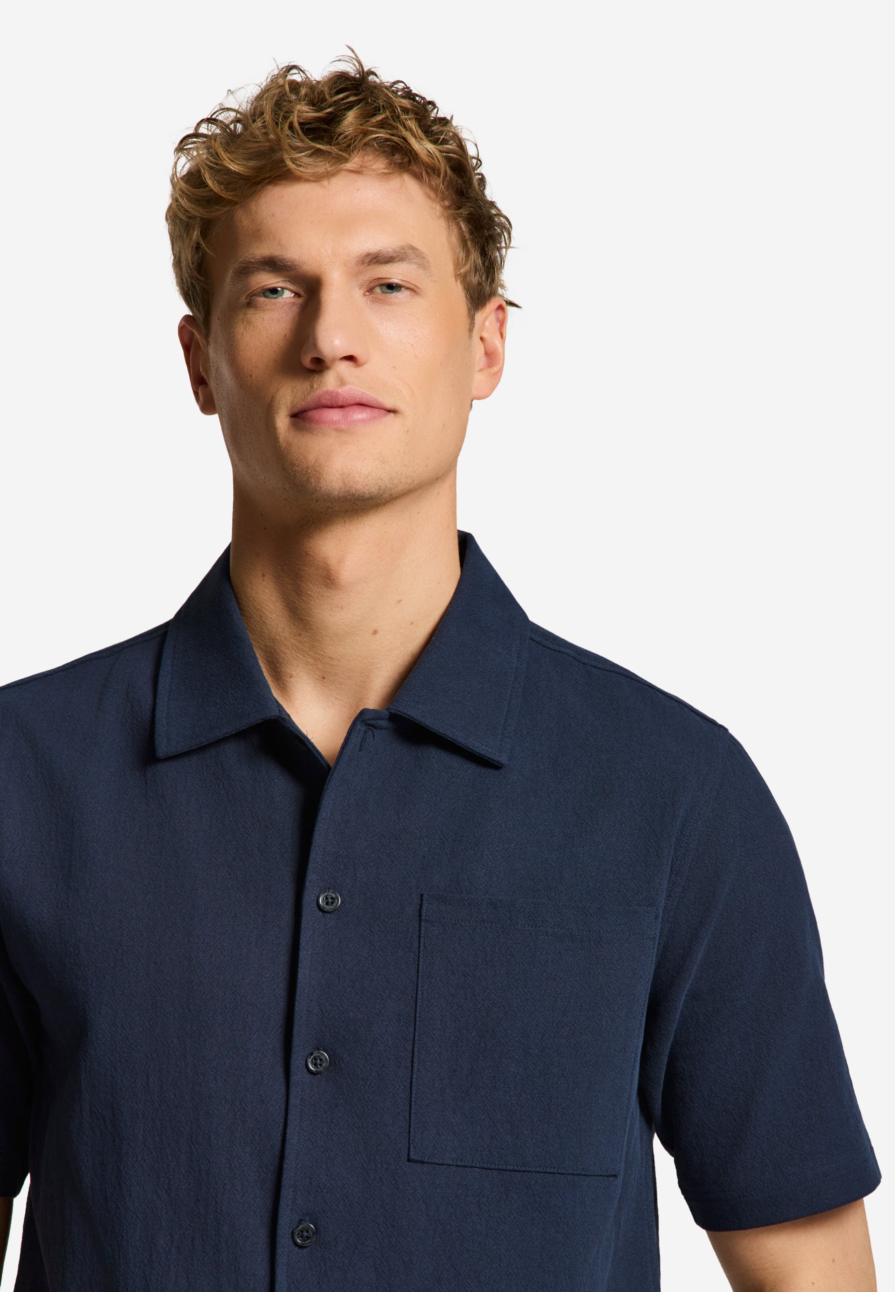 PHIL solid short sleeve shirt | blue dark navy