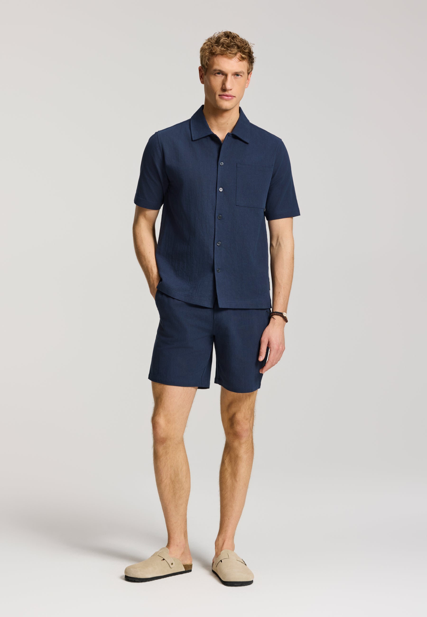 PHIL solid short sleeve shirt | blue dark navy