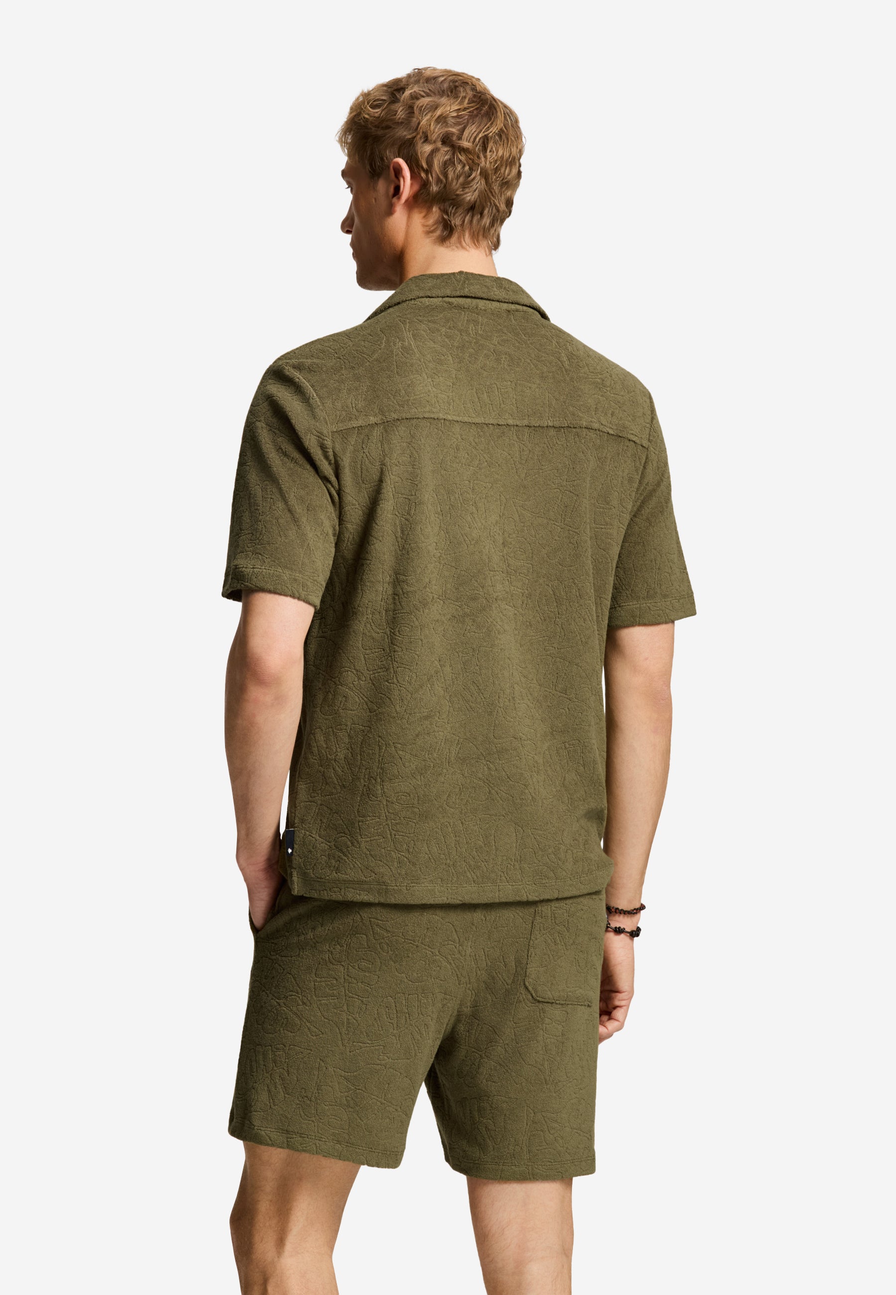 TED jacquard leaves short sleeve shirt | green