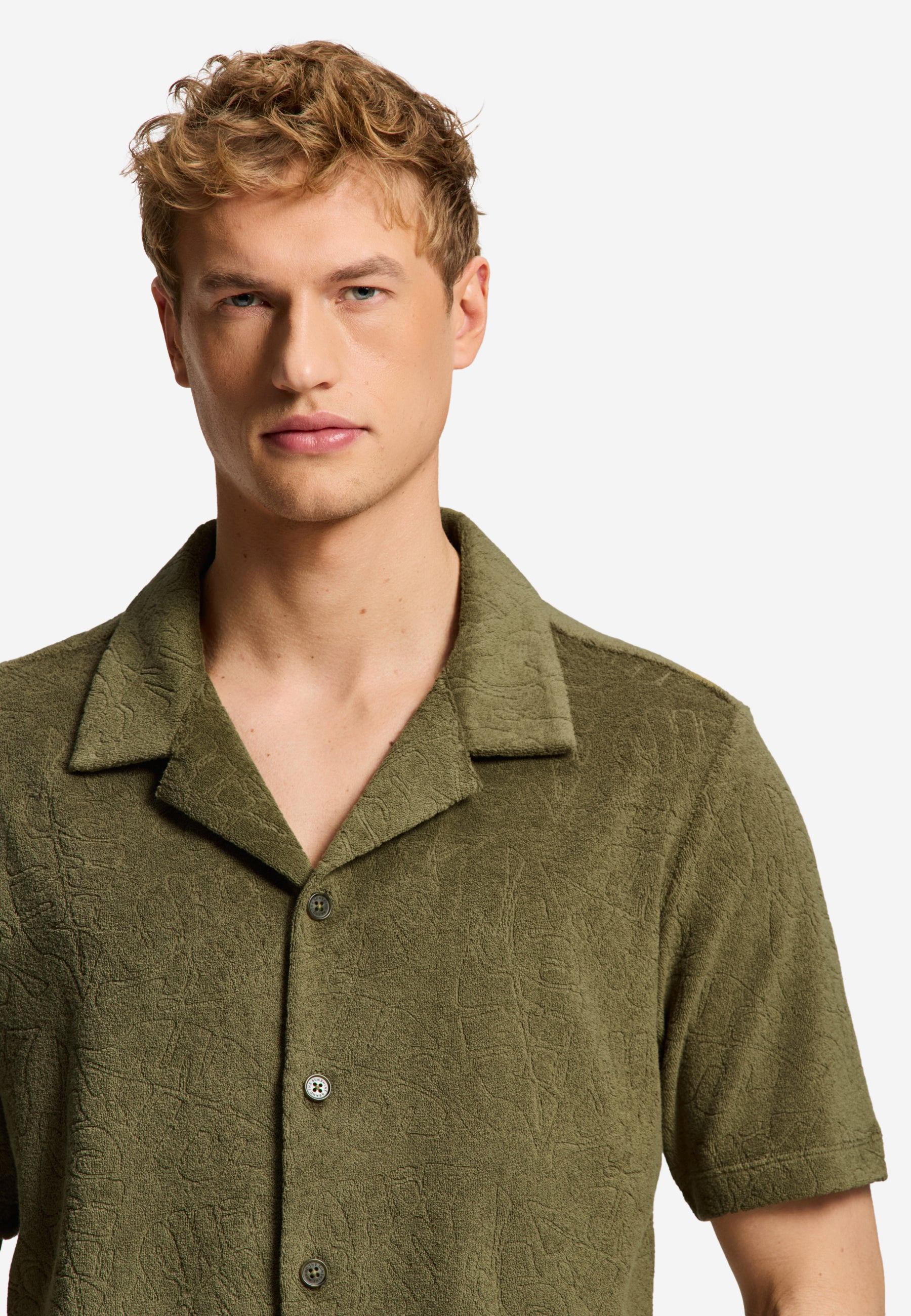 TED jacquard leaves short sleeve shirt | green