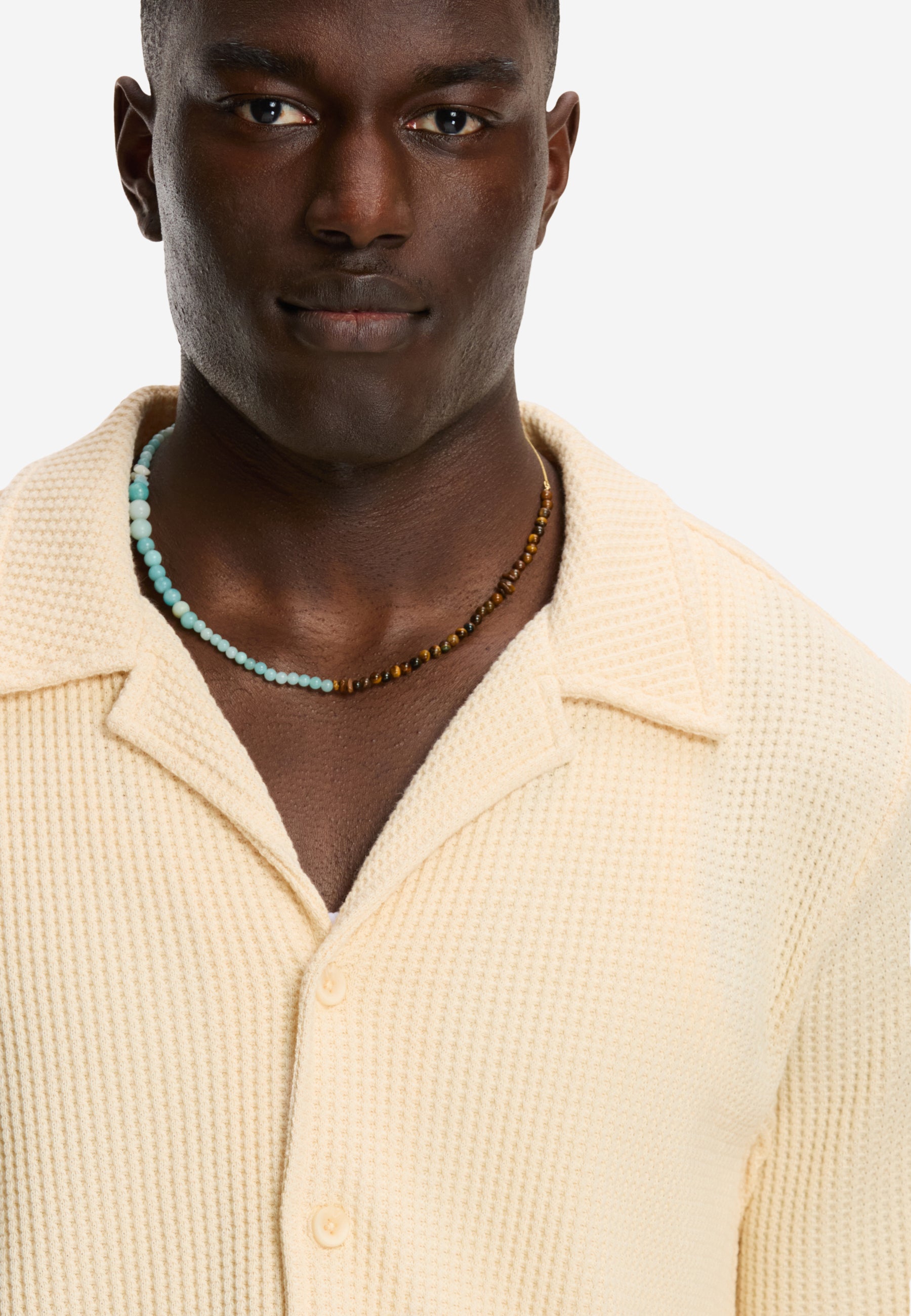 DEAN waffle structure shortsleeve | light beige - Shiwi