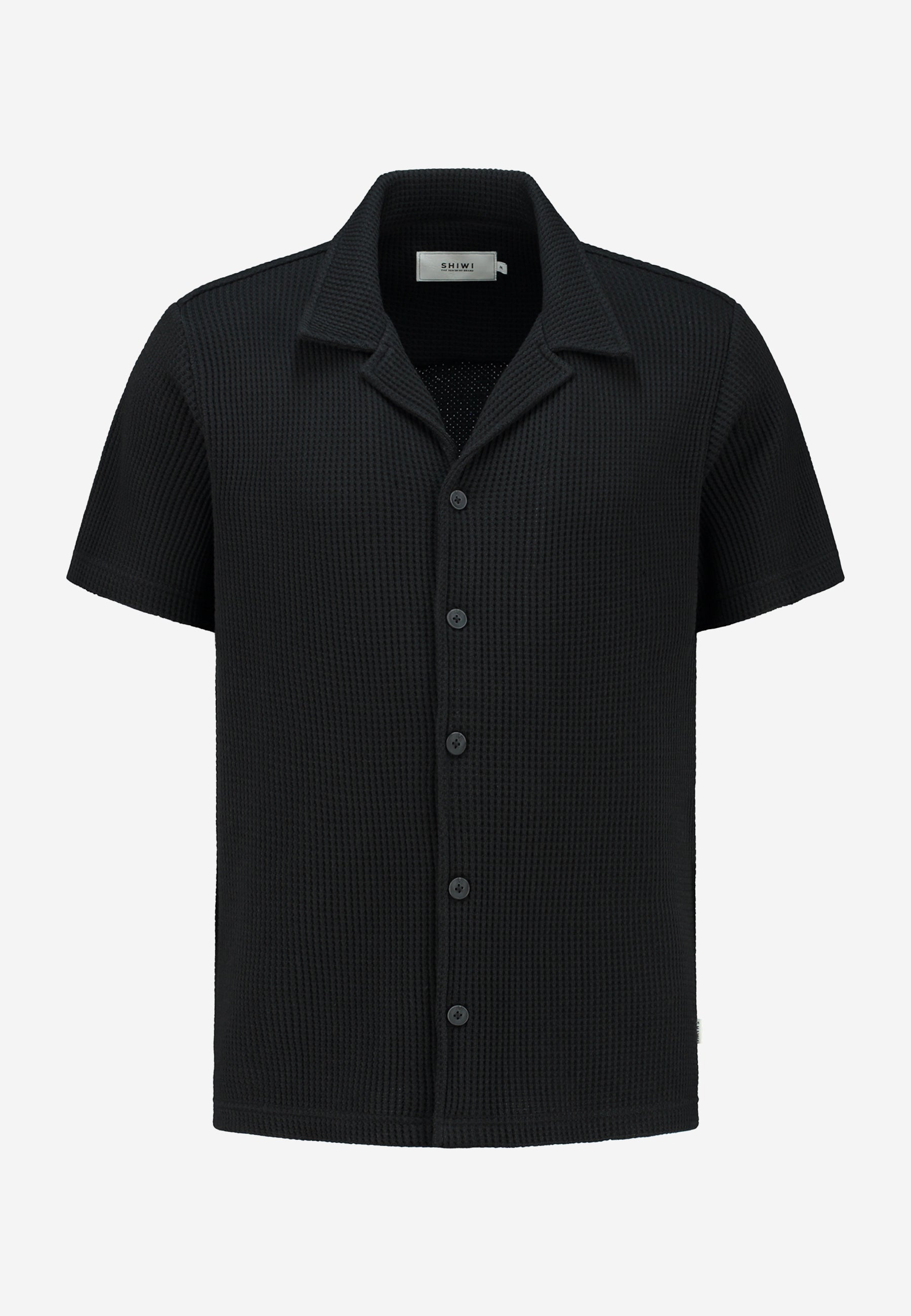 DEAN waffle structure shortsleeve | black - Shiwi