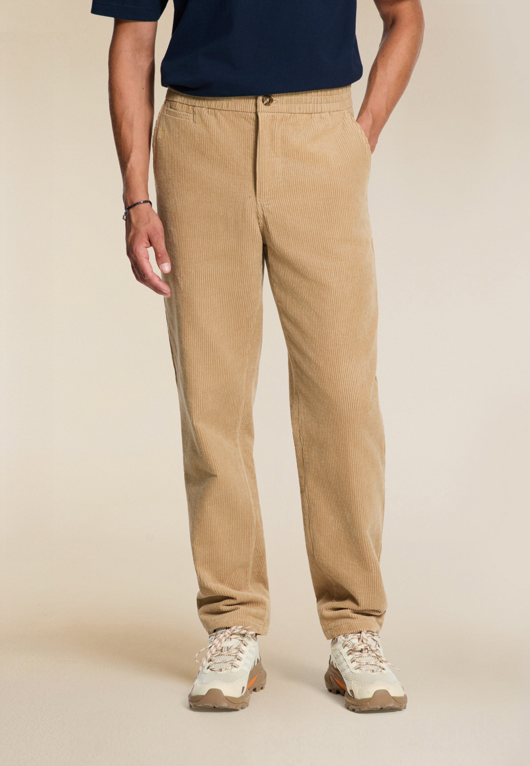 ALAN corduroy straight fit trousers | beige clay