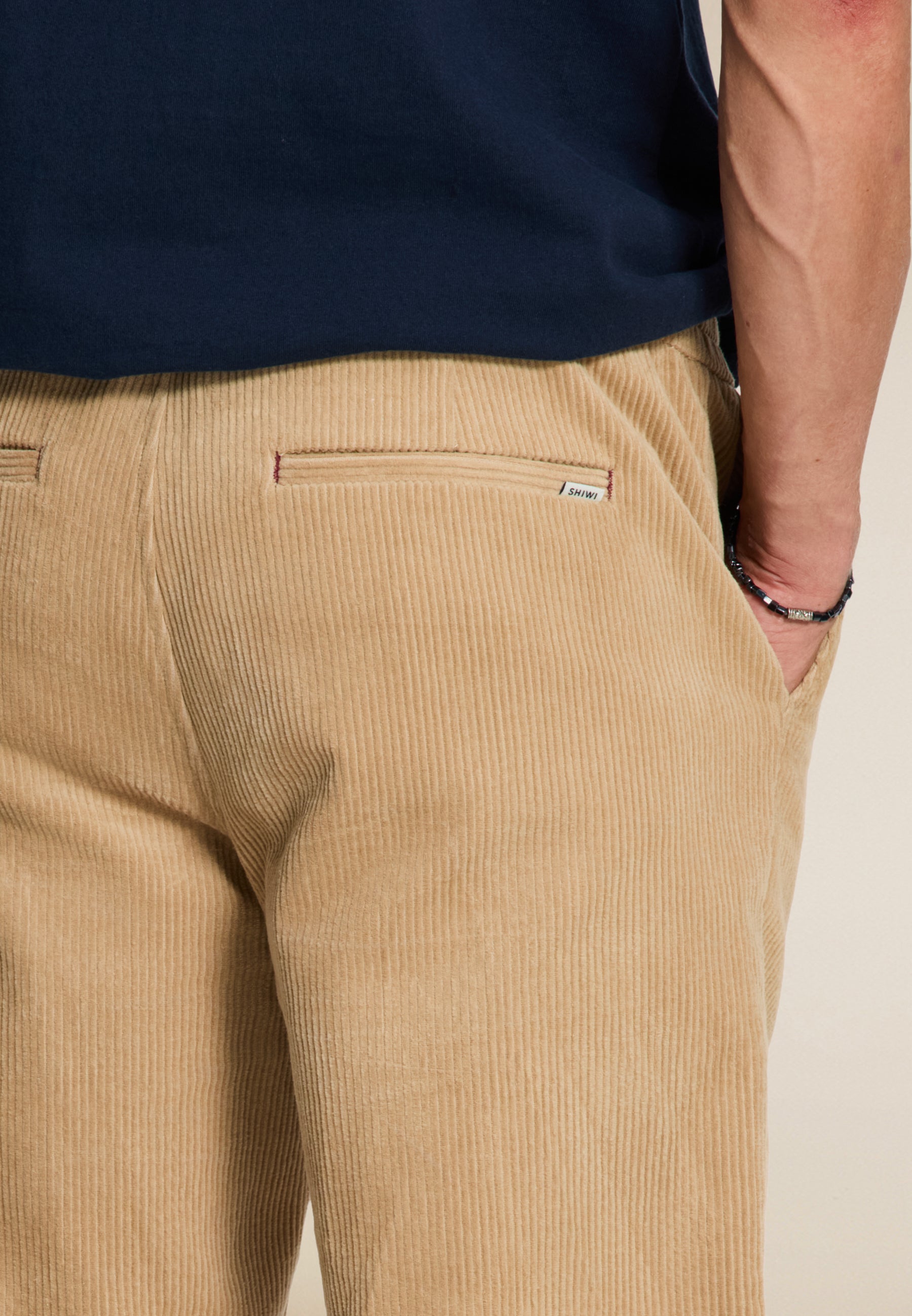 ALAN corduroy straight fit trousers | beige clay