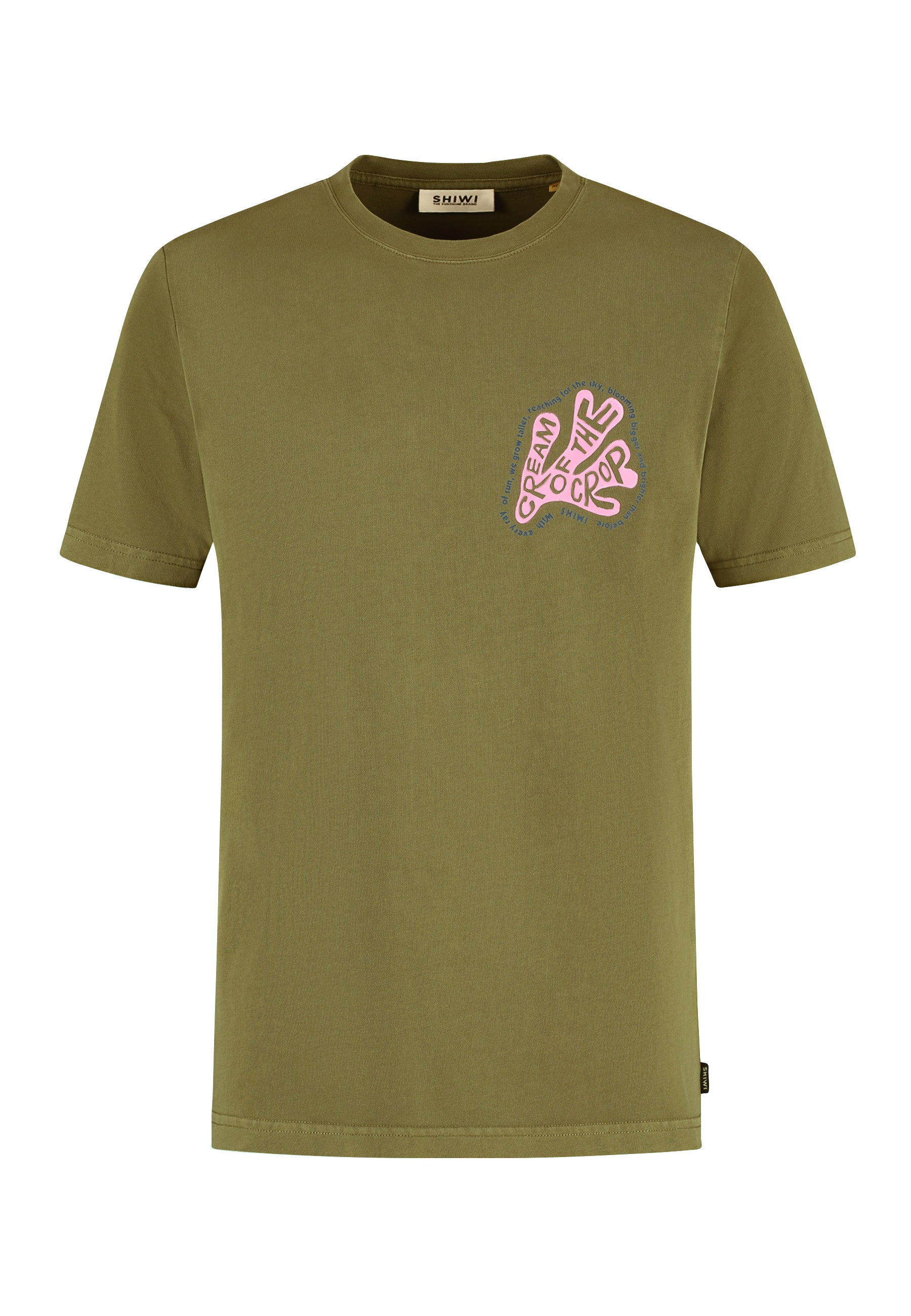 LIAM regular fit coral text  t-shirt | green olive