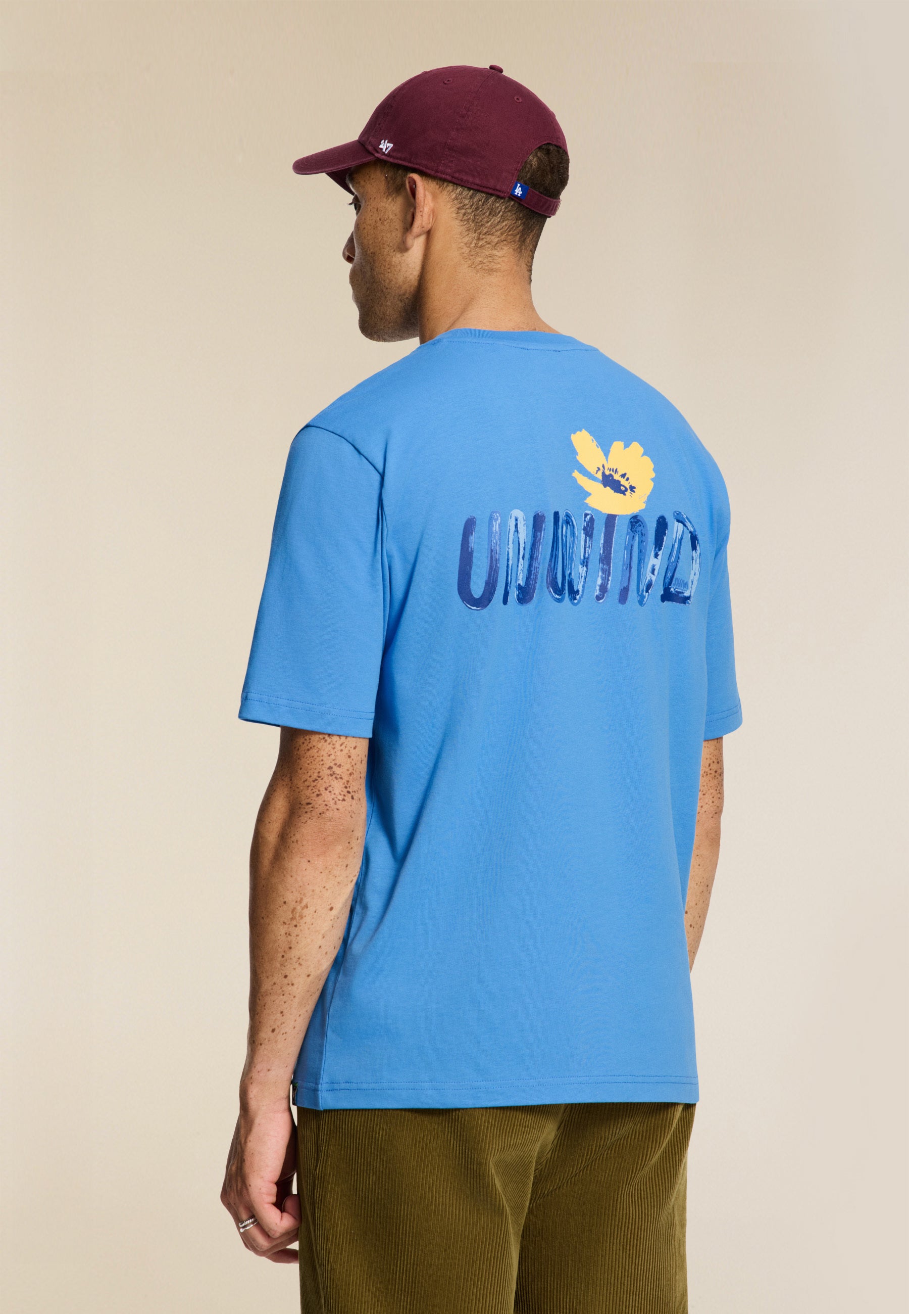FINN relaxed fit unwind text t-shirt | blue fields