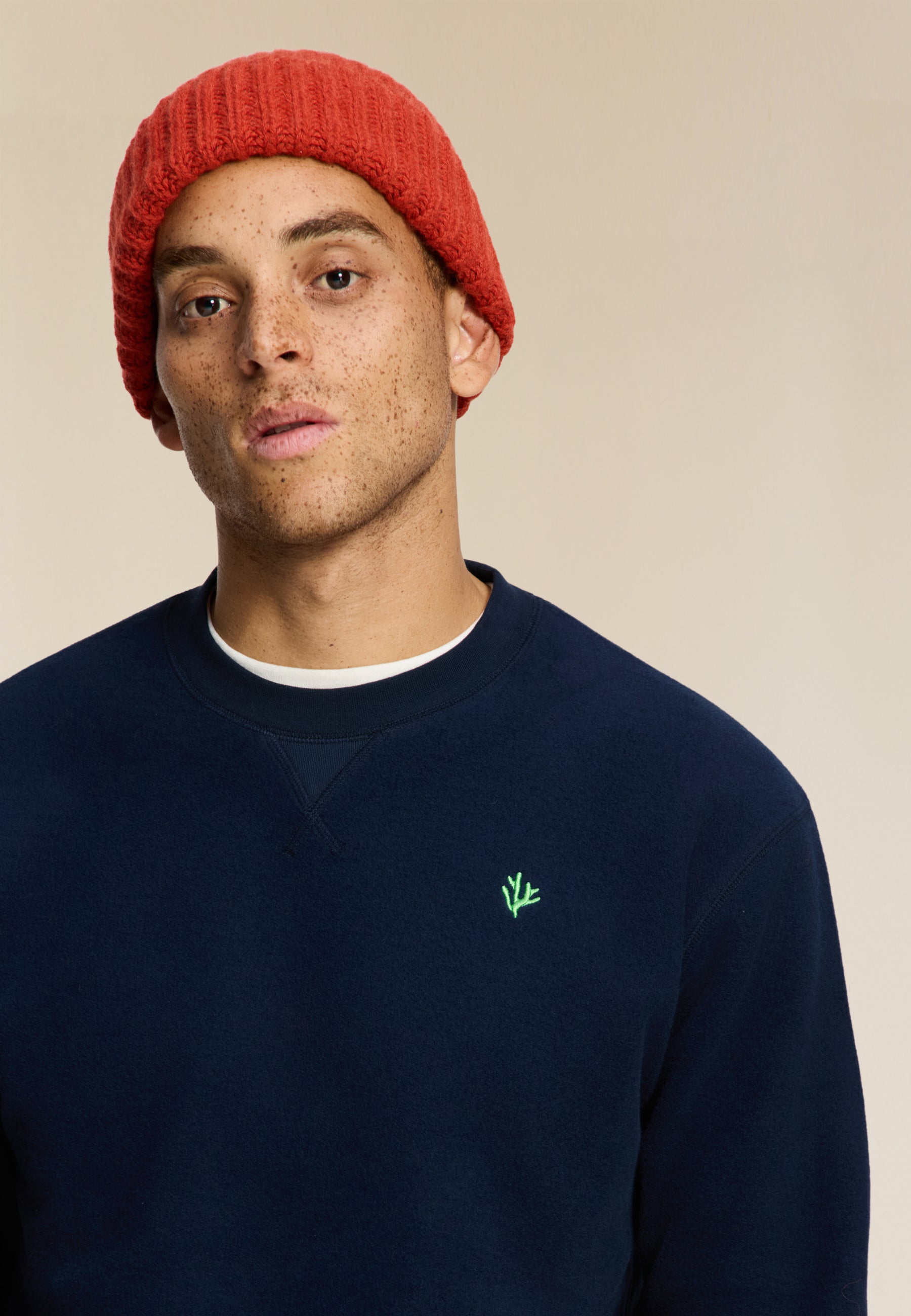 KYLE relaxed fit coral logo sweater | dark navy