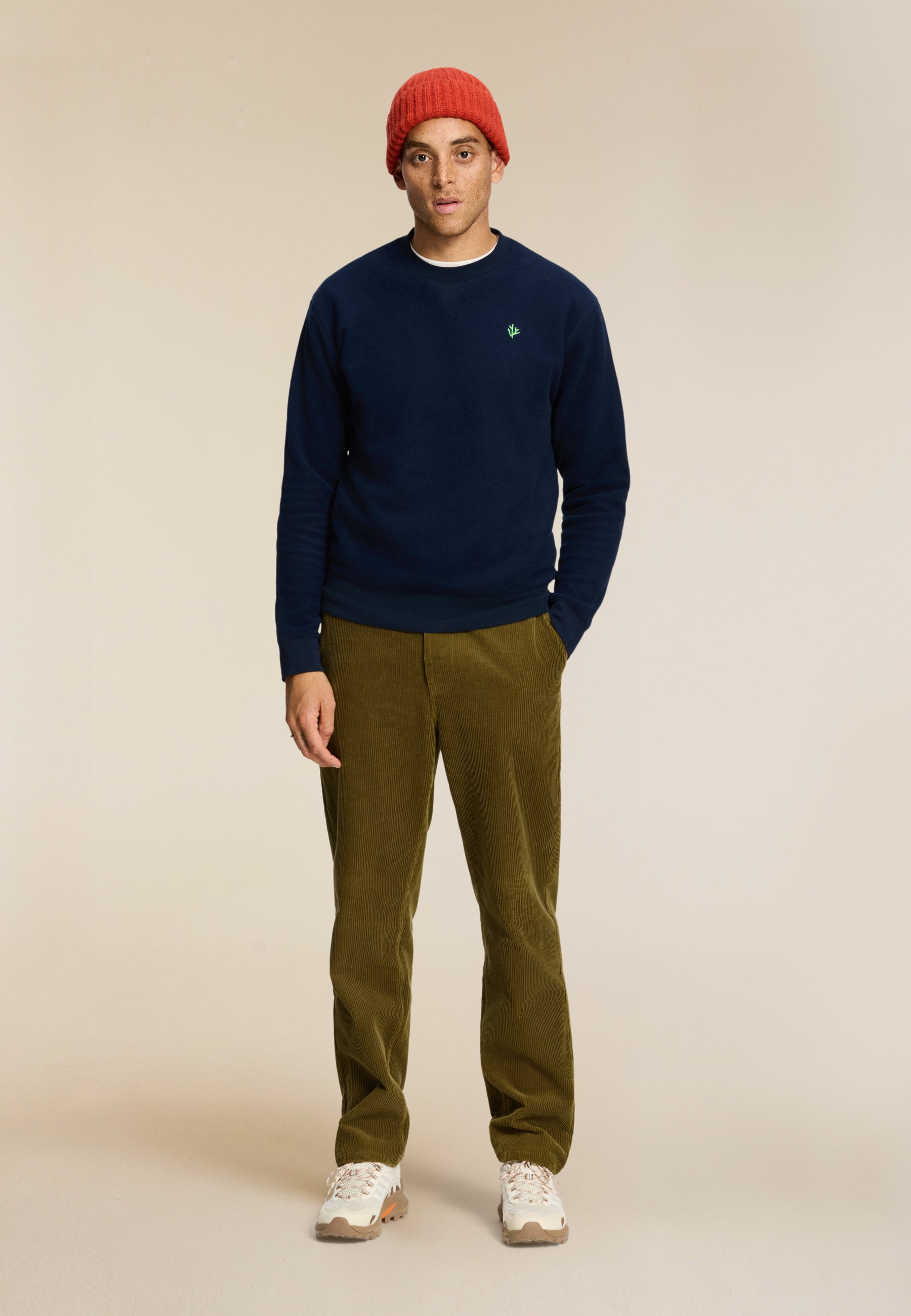 KYLE relaxed fit coral logo sweater | dark navy