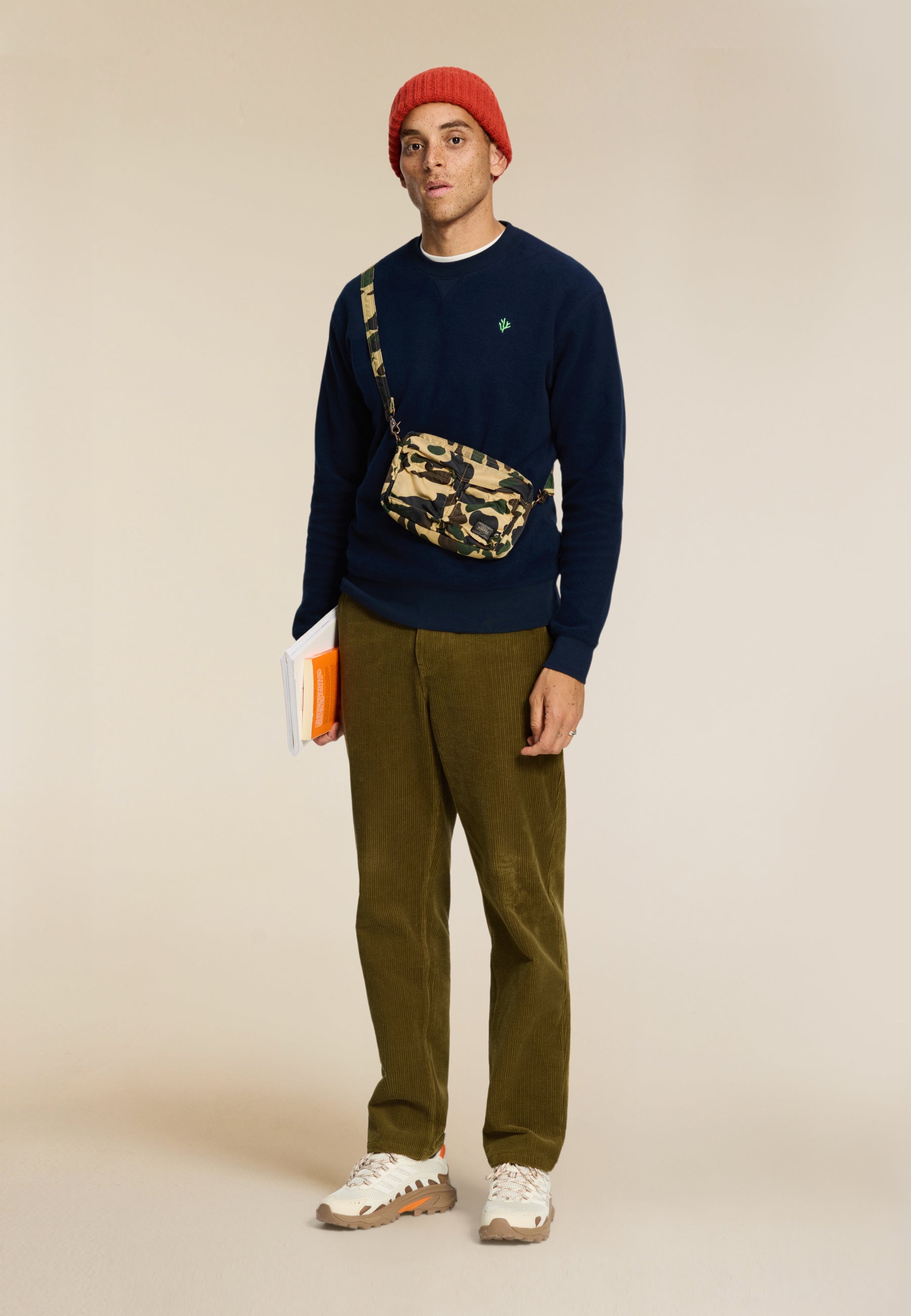 KYLE relaxed fit coral logo sweater | dark navy