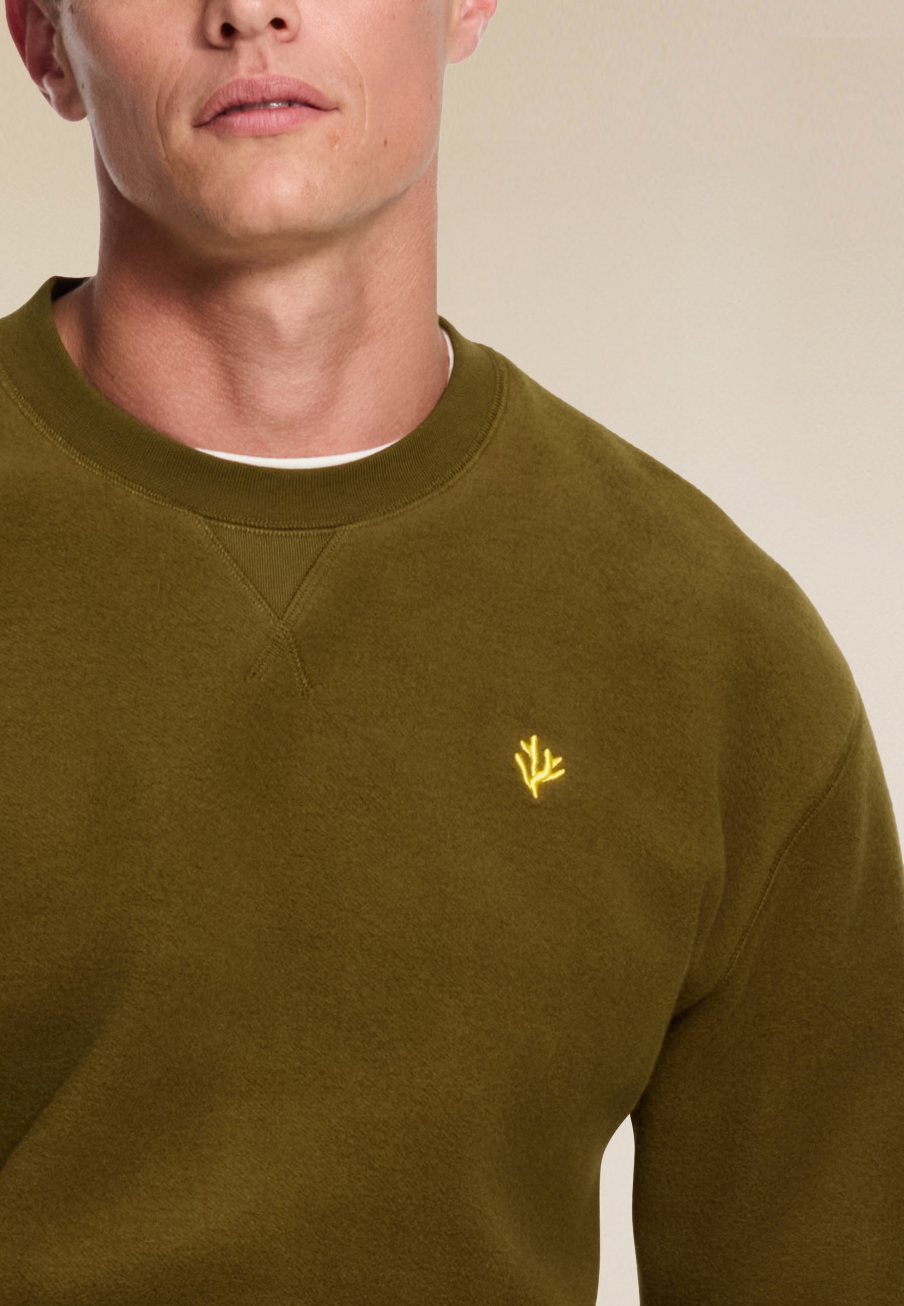KYLE relaxed fit coral logo sweater | green olive