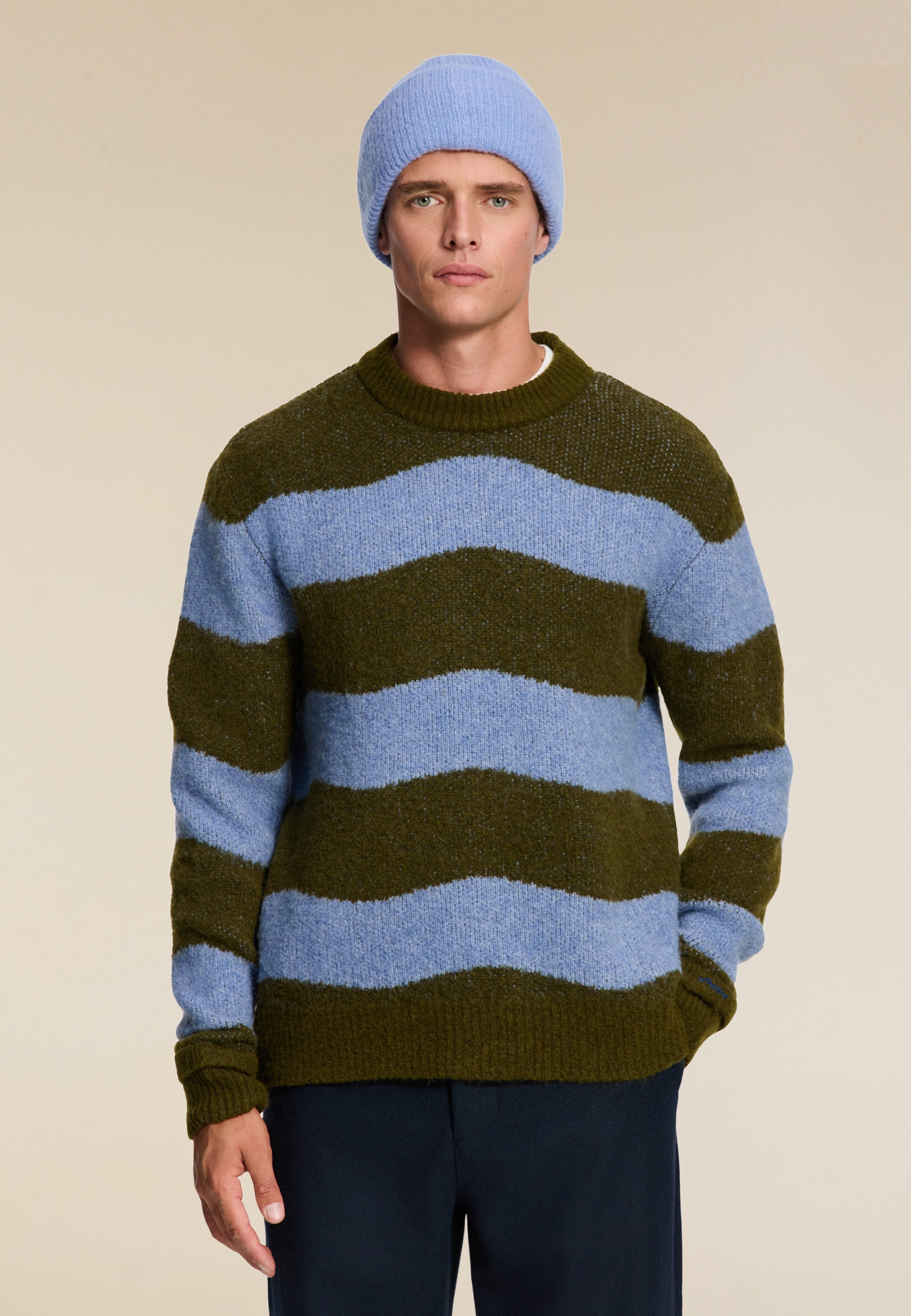 PIKE relaxed fit wave pullover | green blue