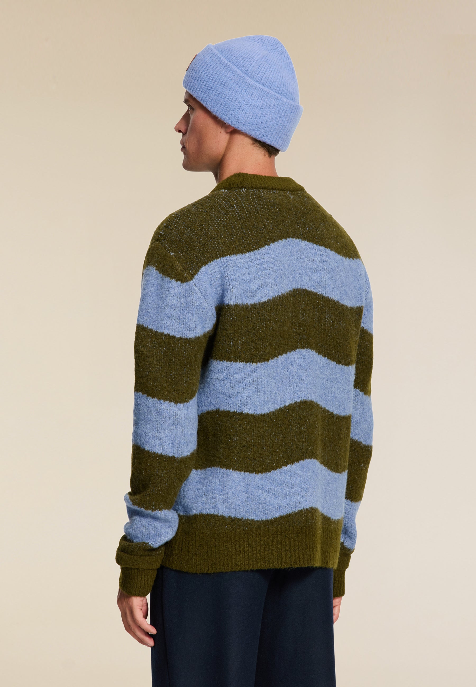 PIKE relaxed fit wave pullover | green blue