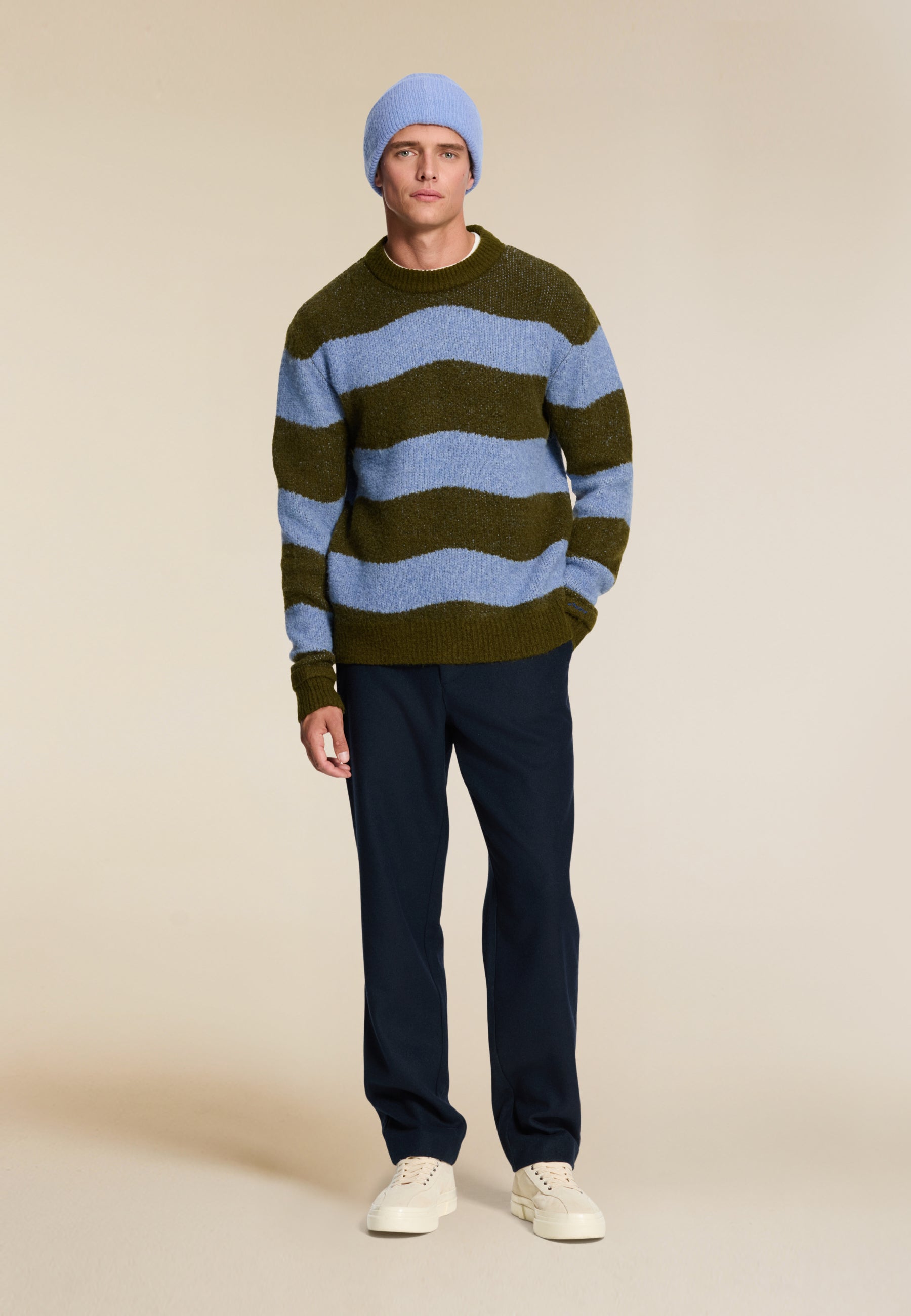 PIKE relaxed fit wave pullover | green blue
