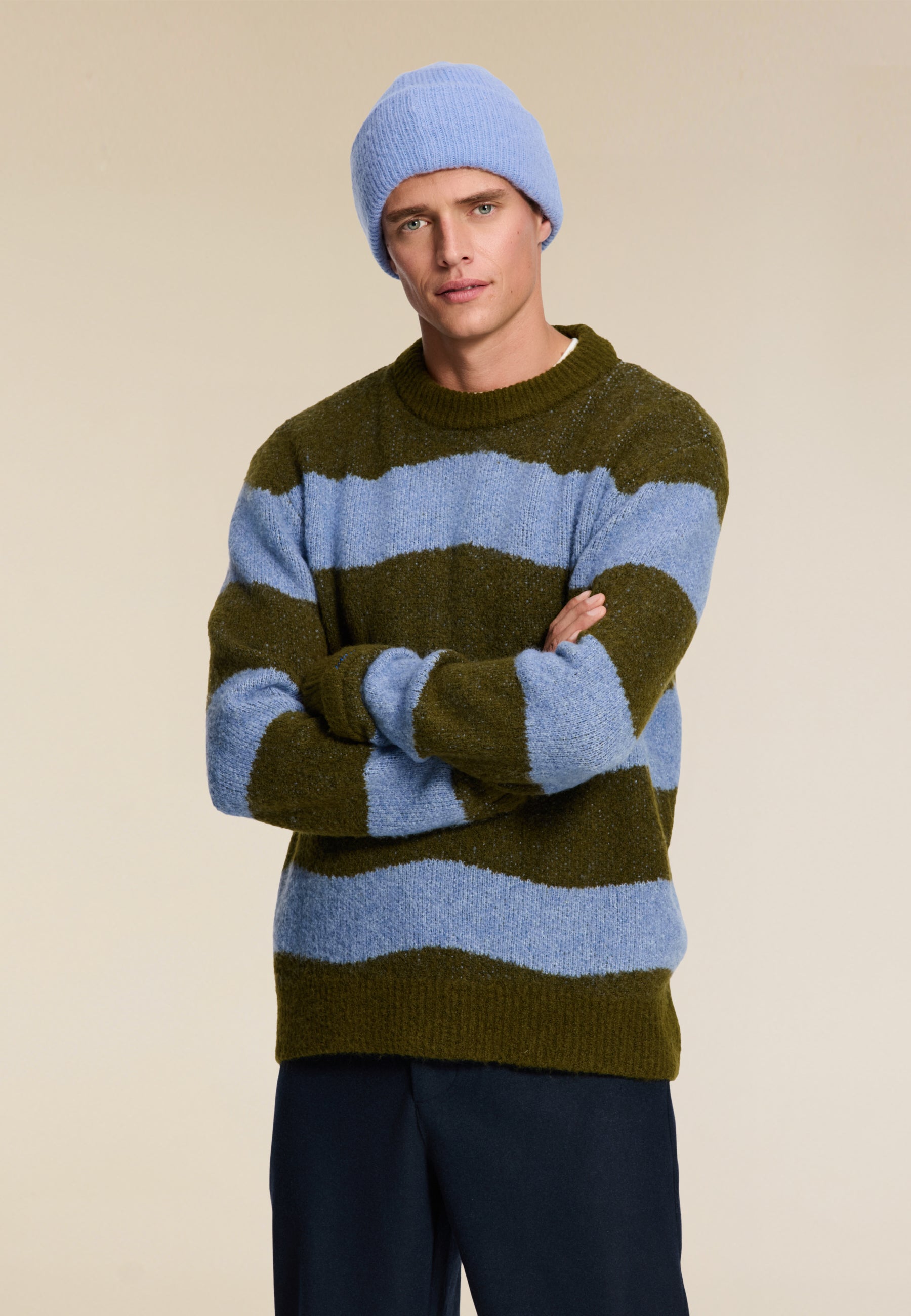 PIKE relaxed fit wave pullover | green blue