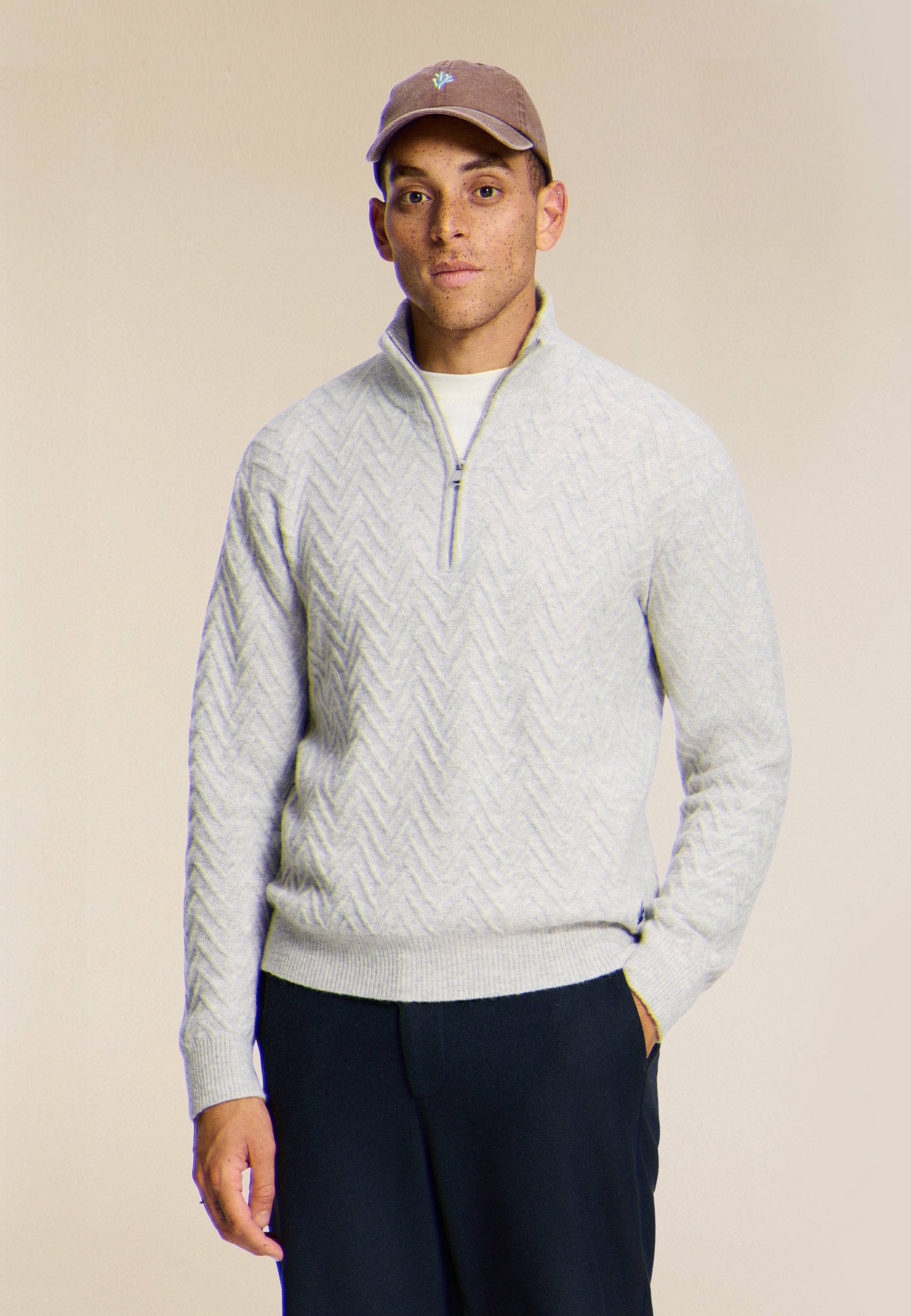 PIKE relaxed fit zigzag pullover | light grey melange