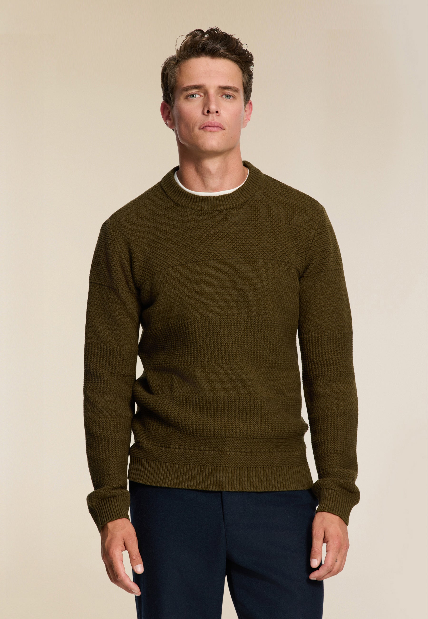 PERRY regular fit structured pullover | green olive