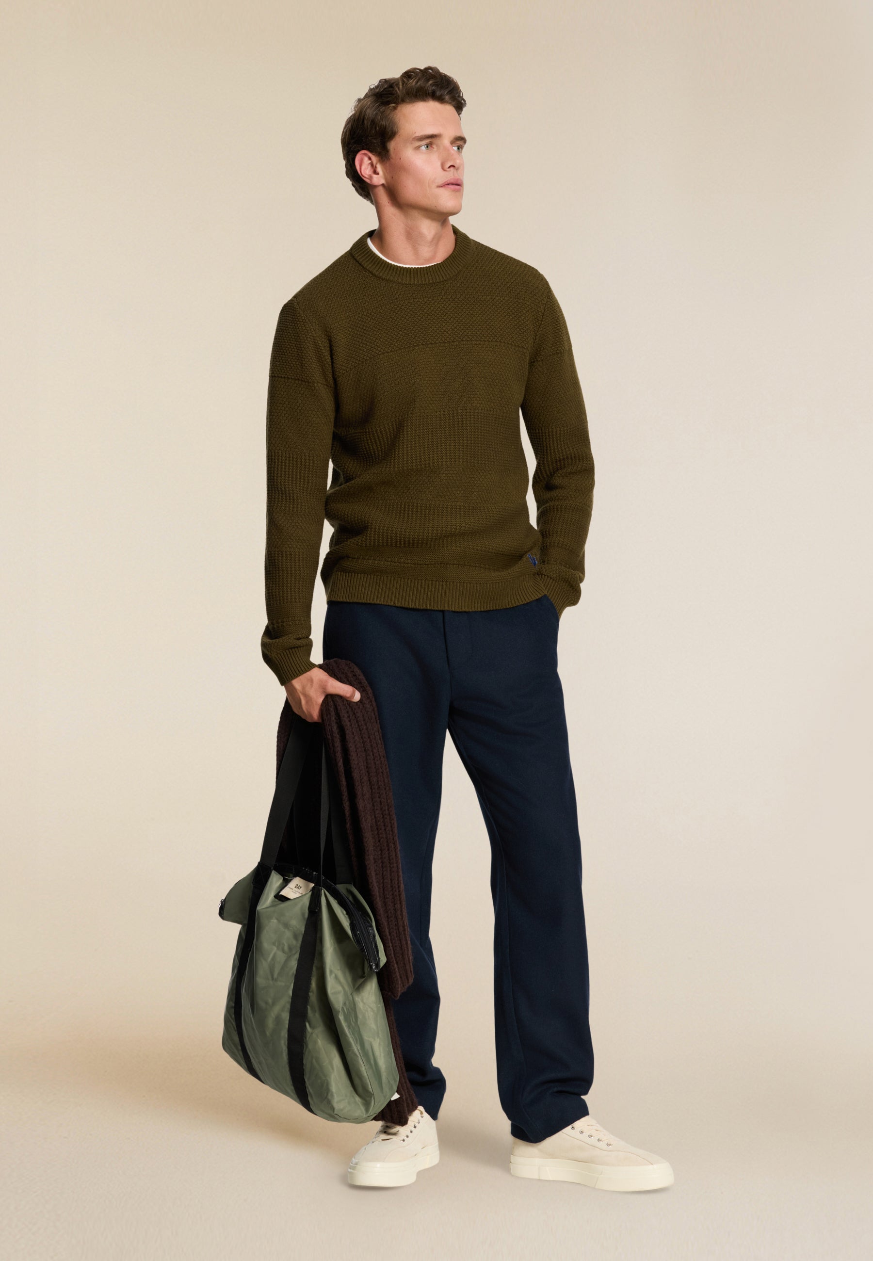 PERRY regular fit structured pullover | green olive