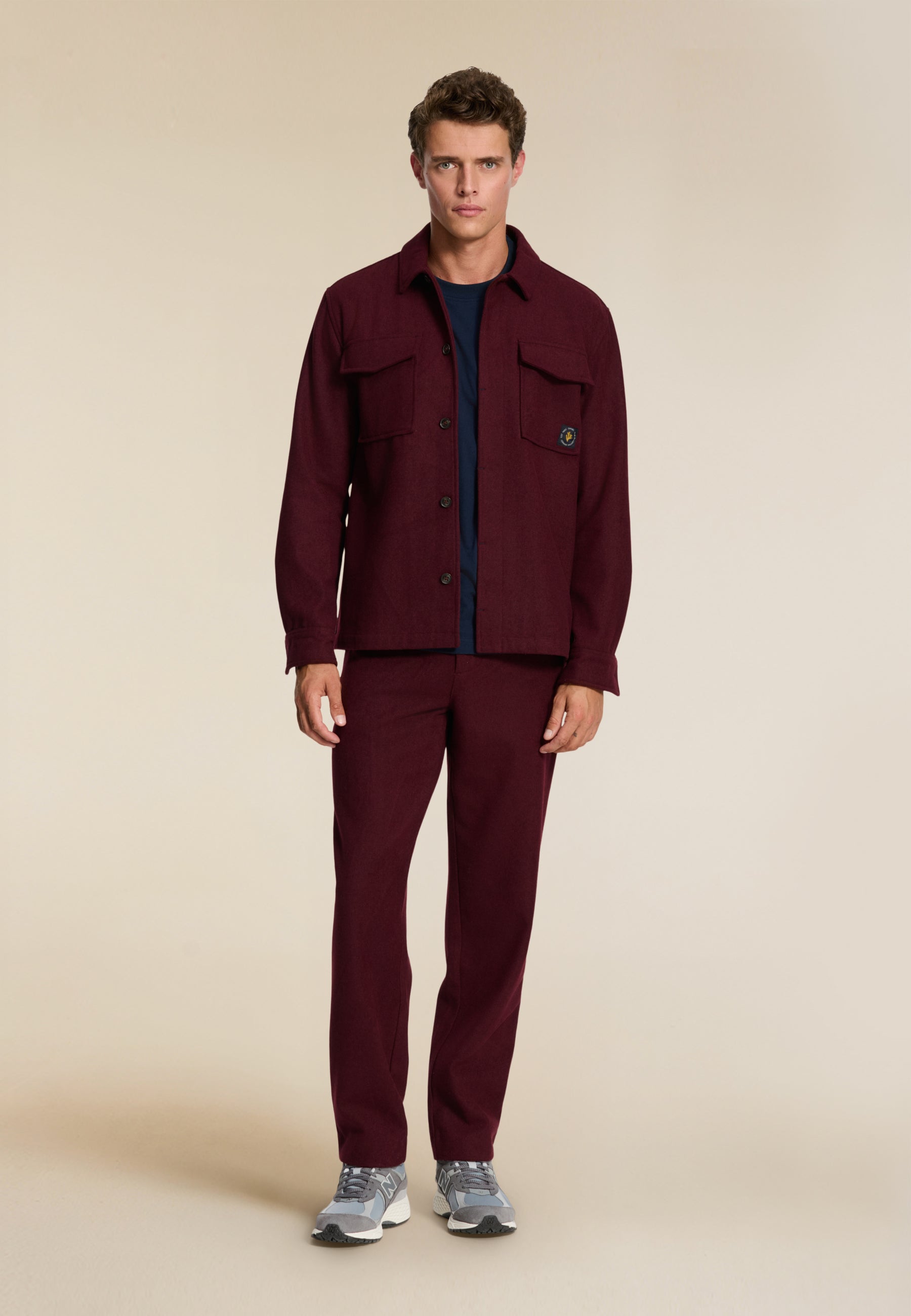 STAN wool blend long sleeve shirt | red earth