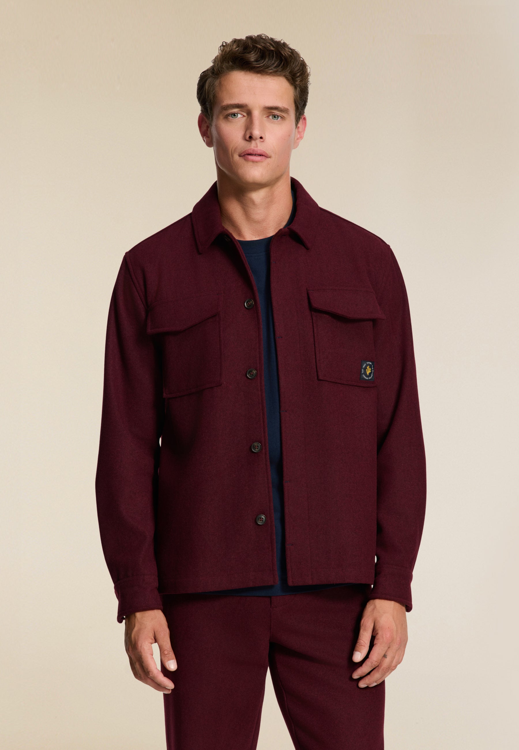 STAN wool blend long sleeve shirt | red earth