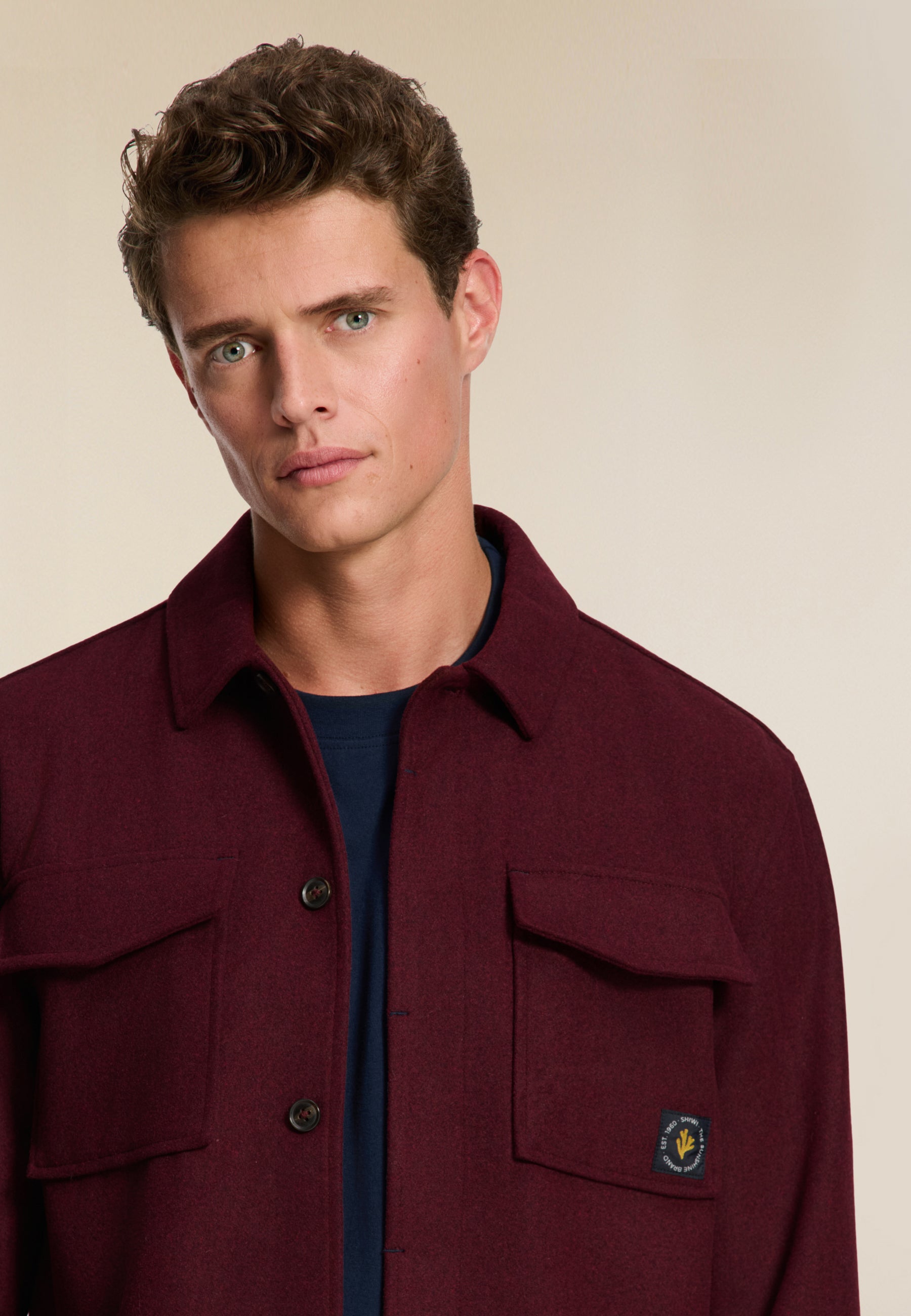 STAN wool blend long sleeve shirt | red earth