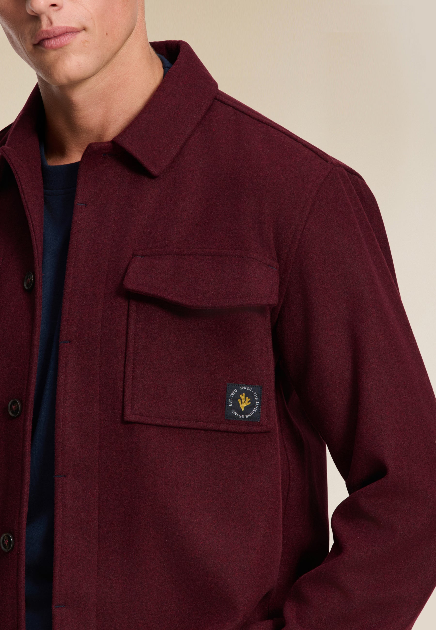 STAN wool blend long sleeve shirt | red earth