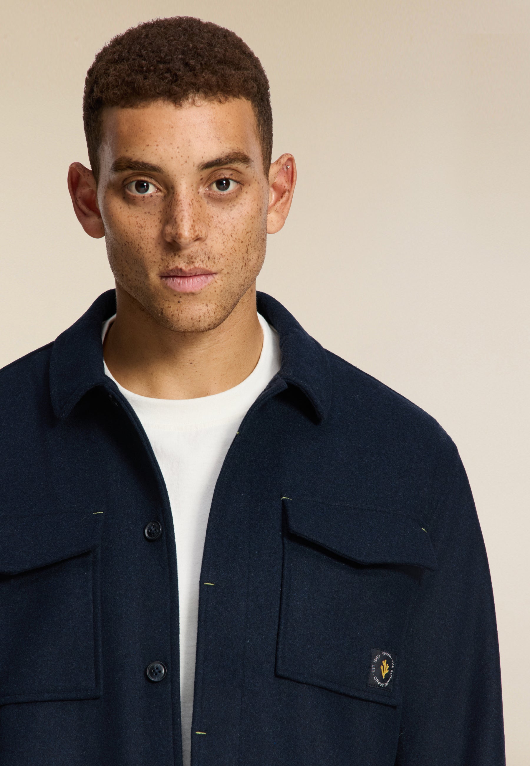 STAN wool blend long sleeve shirt | blue dark navy