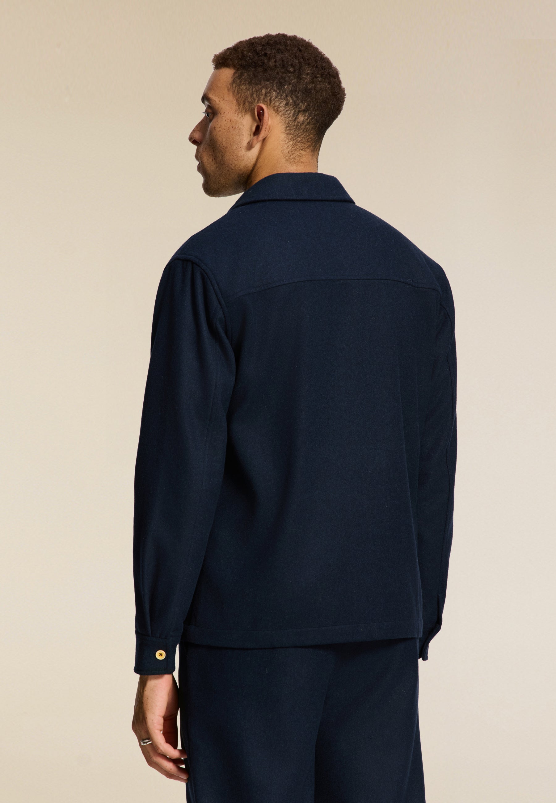 STAN wool blend long sleeve shirt | blue dark navy