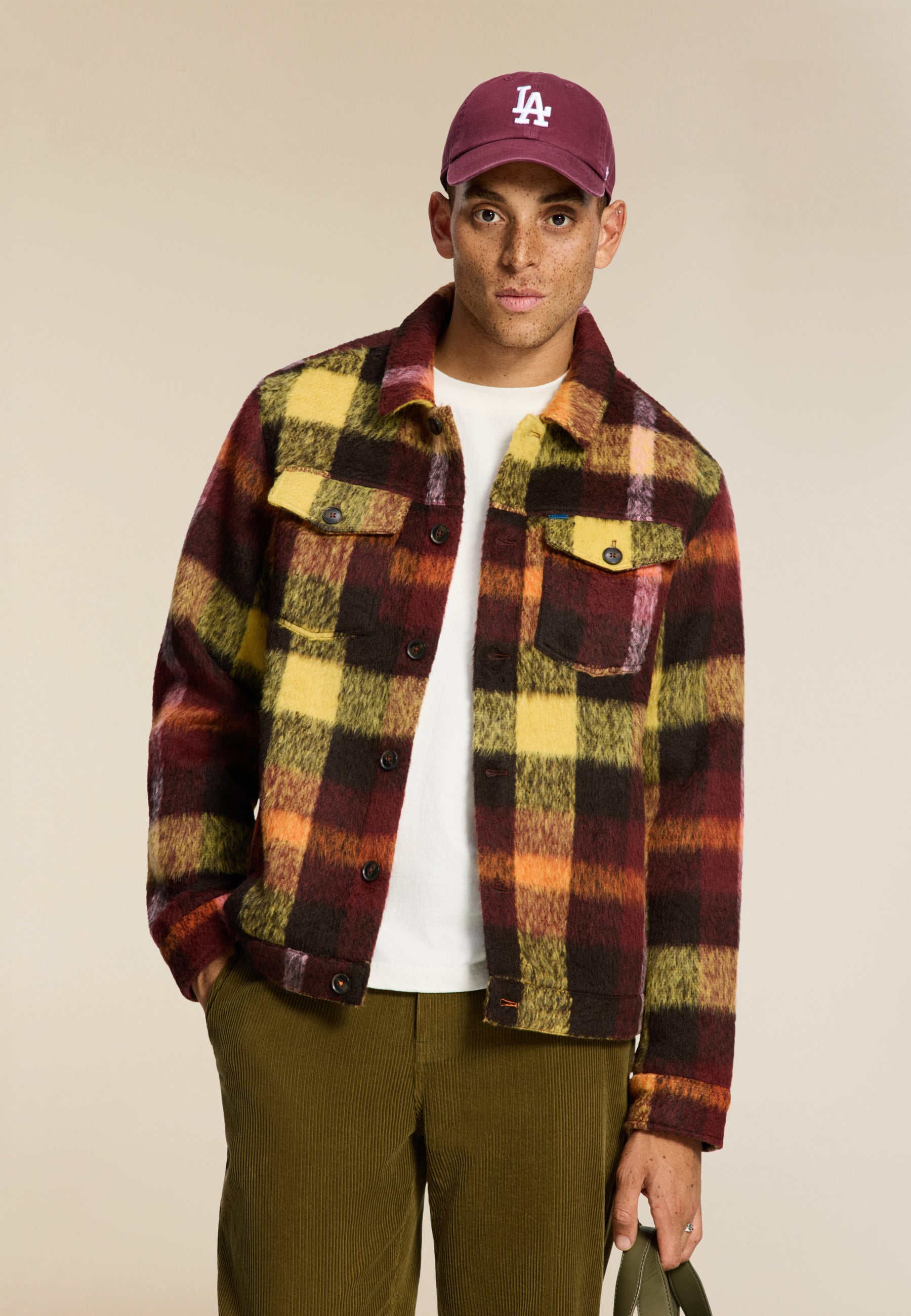 SYD brushed check jacket | red earth