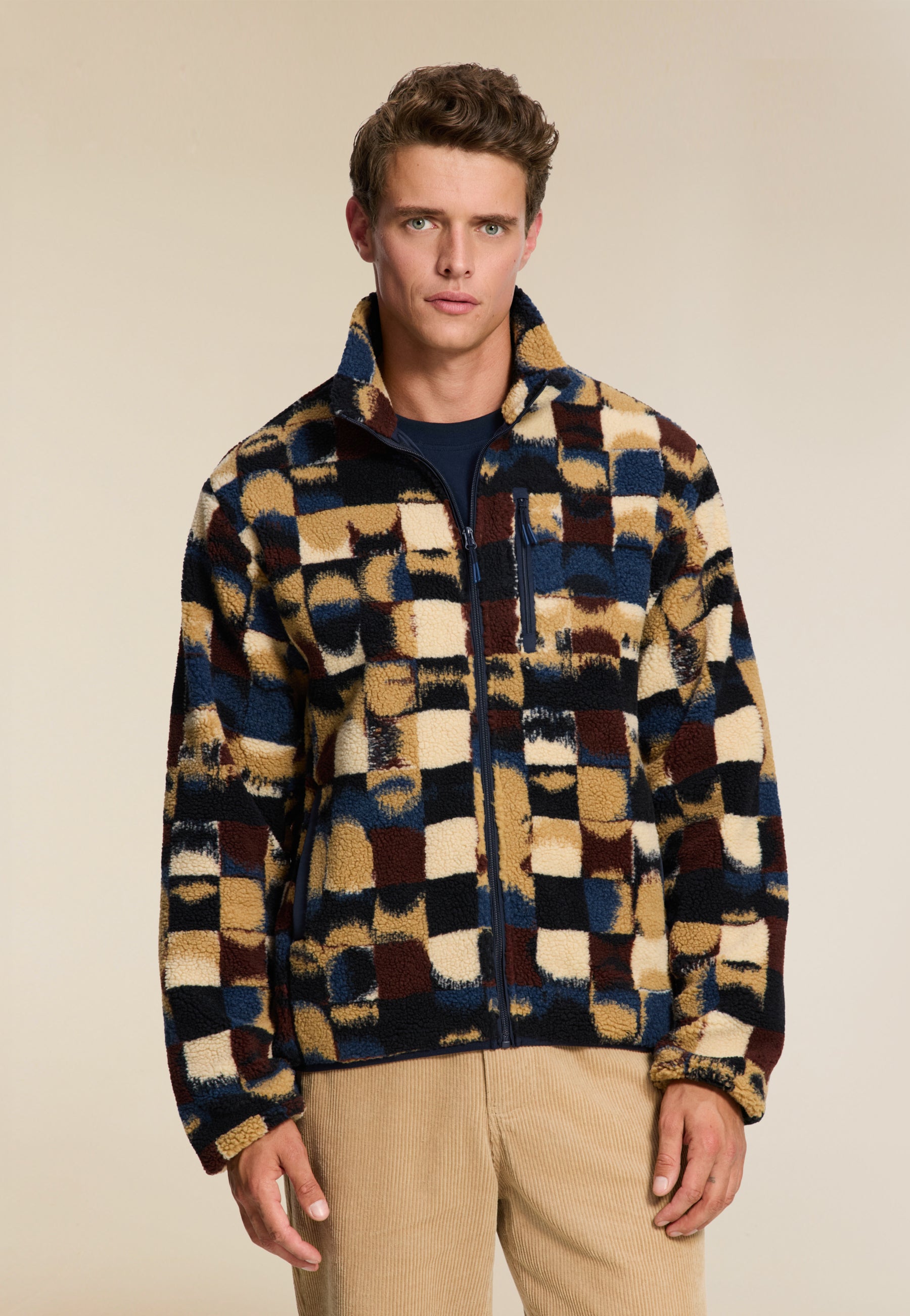 LEE geo quilt teddy jacket | red earth