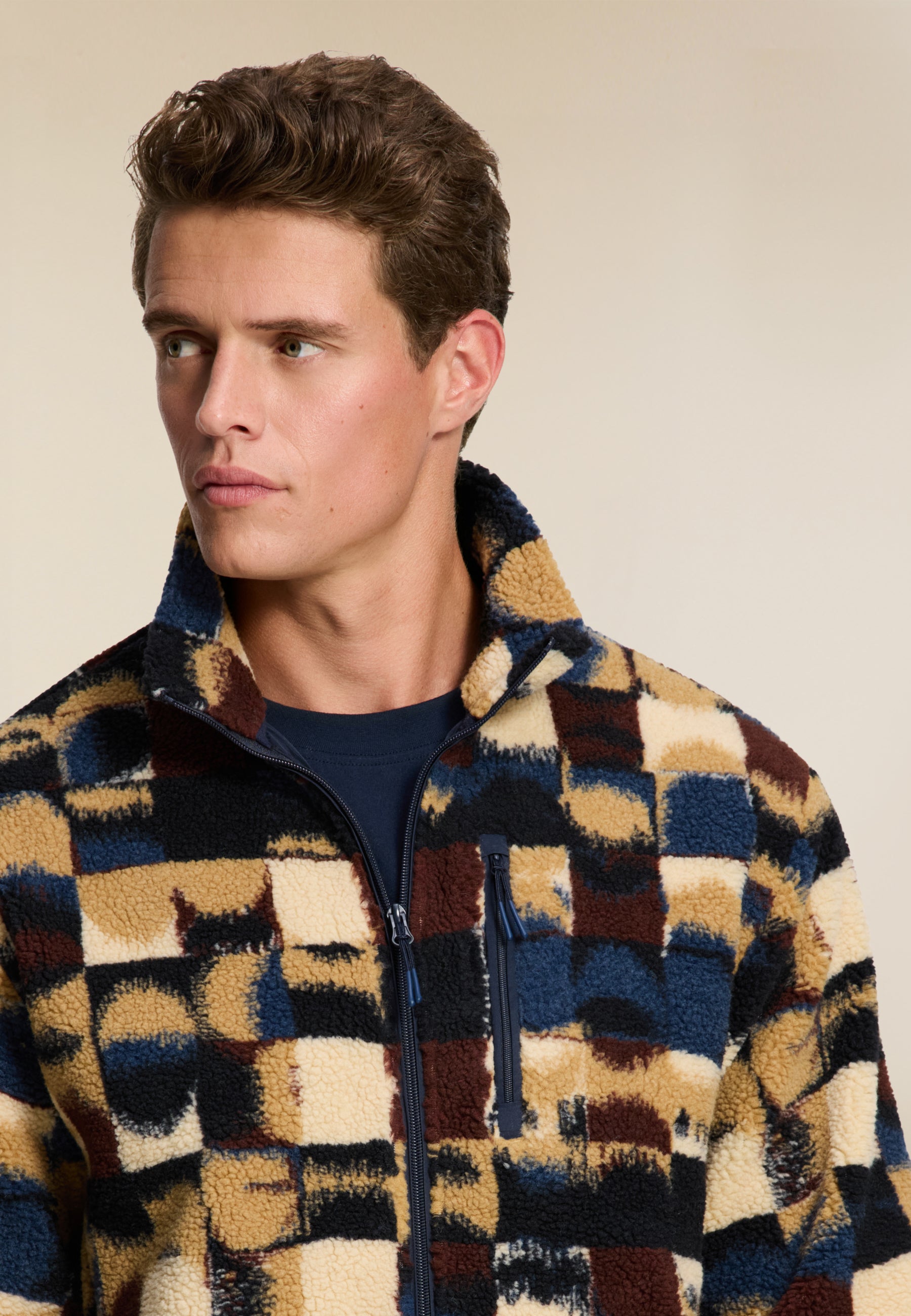 LEE geo quilt teddy jacket | red earth