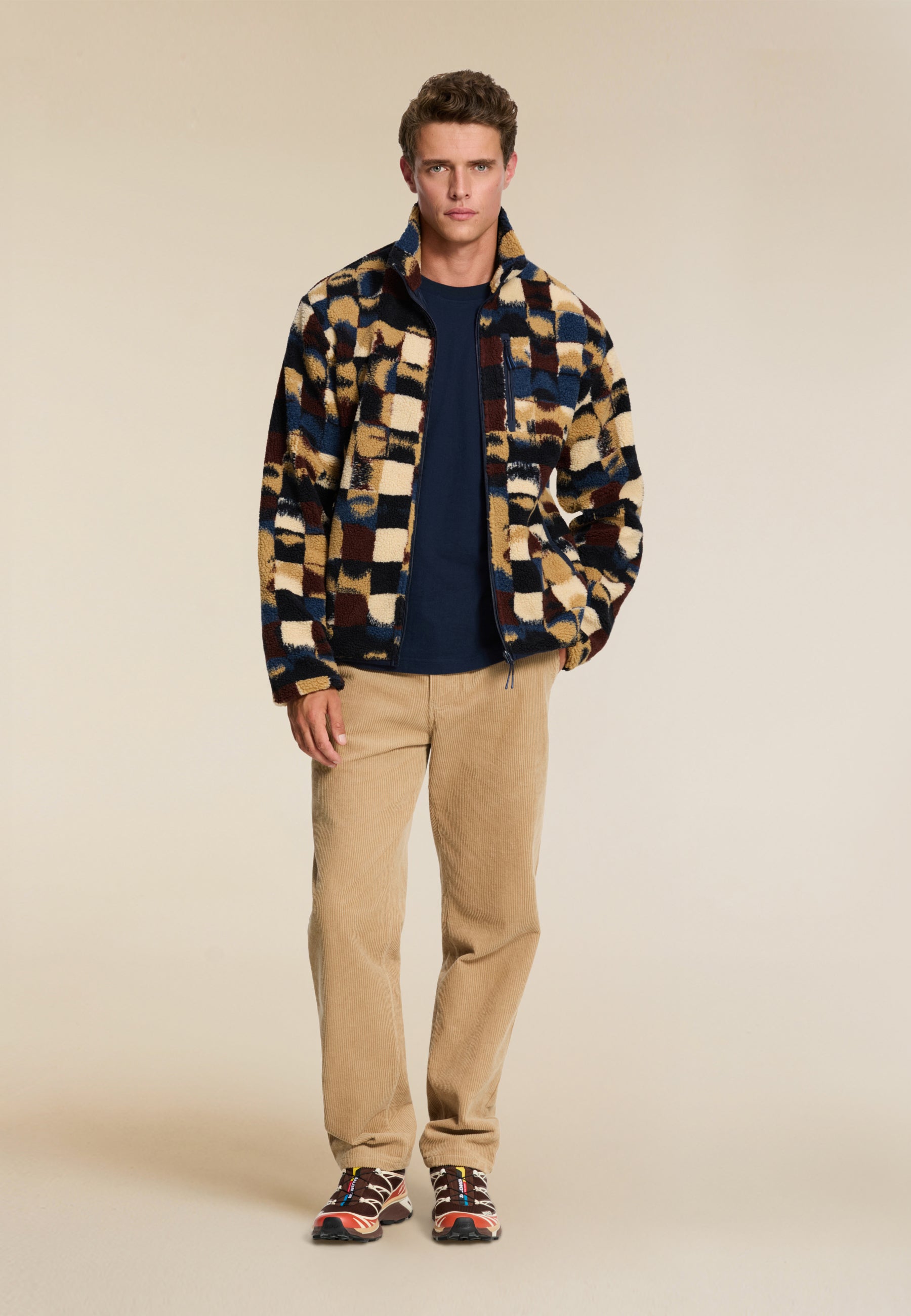 LEE geo quilt teddy jacket | red earth