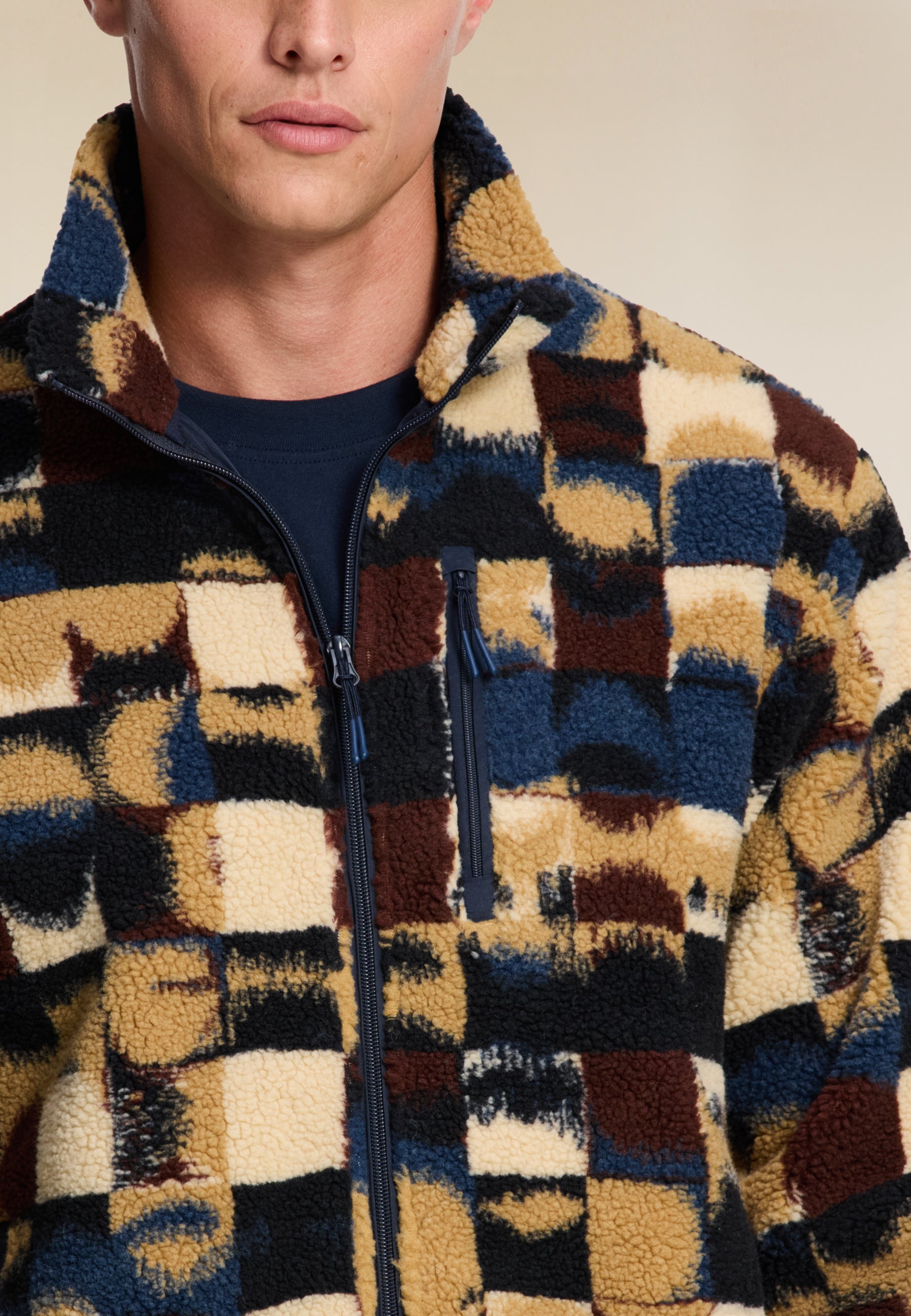 LEE geo quilt teddy jacket | red earth