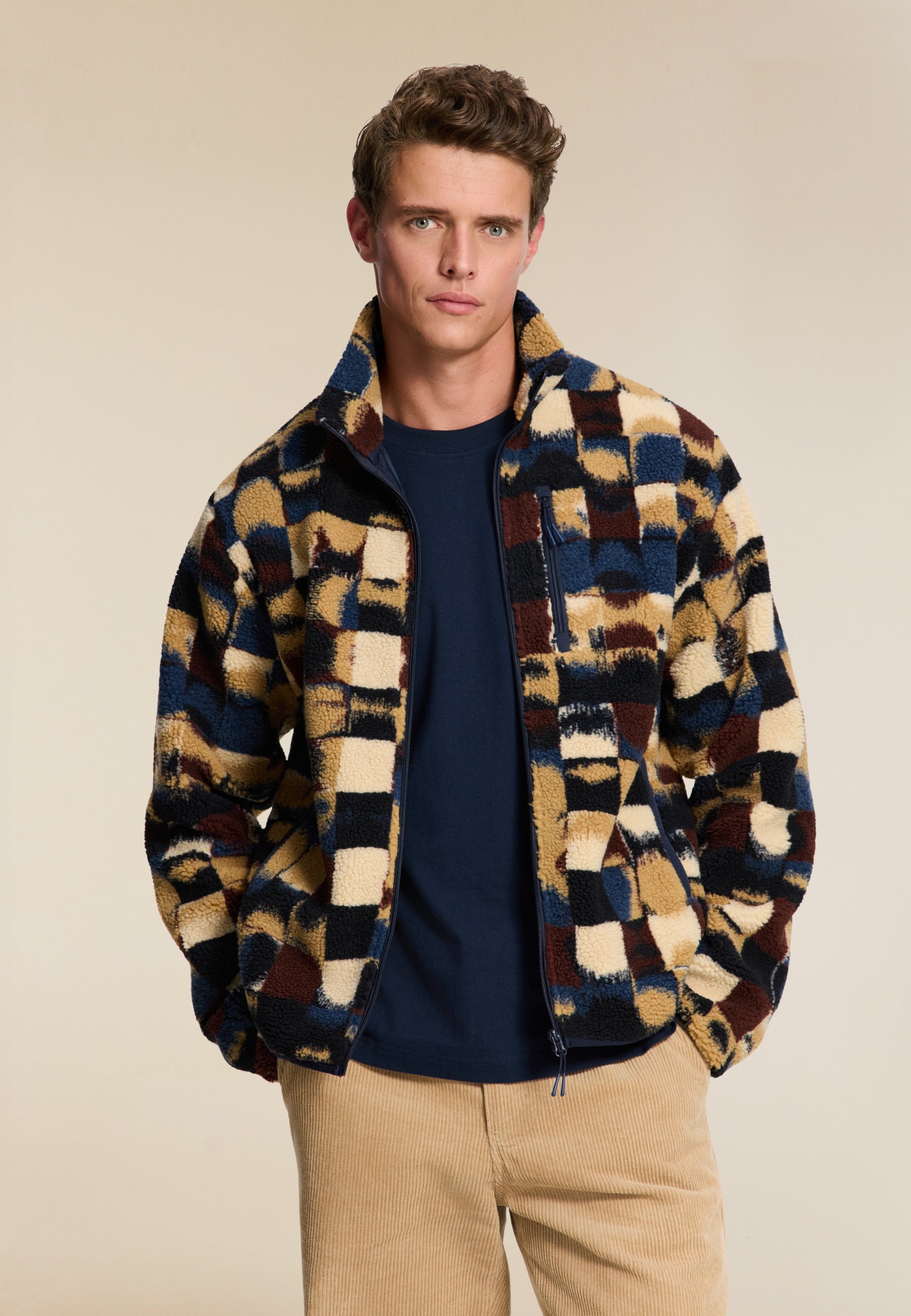 LEE geo quilt teddy jacket | red earth