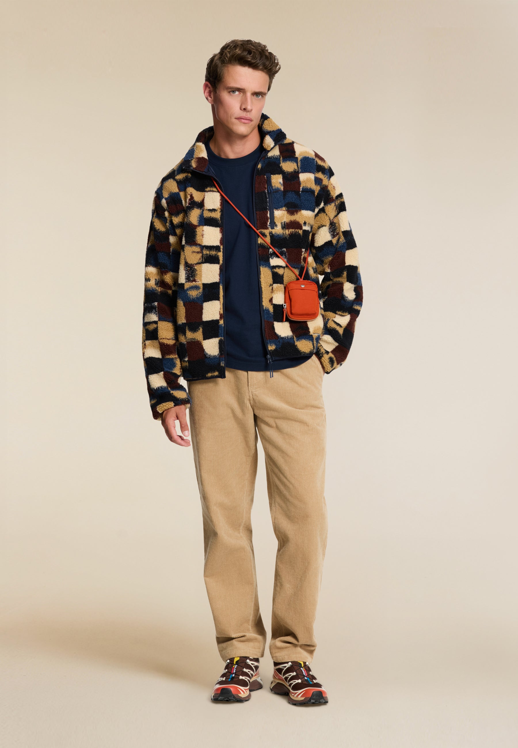 LEE geo quilt teddy jacket | red earth