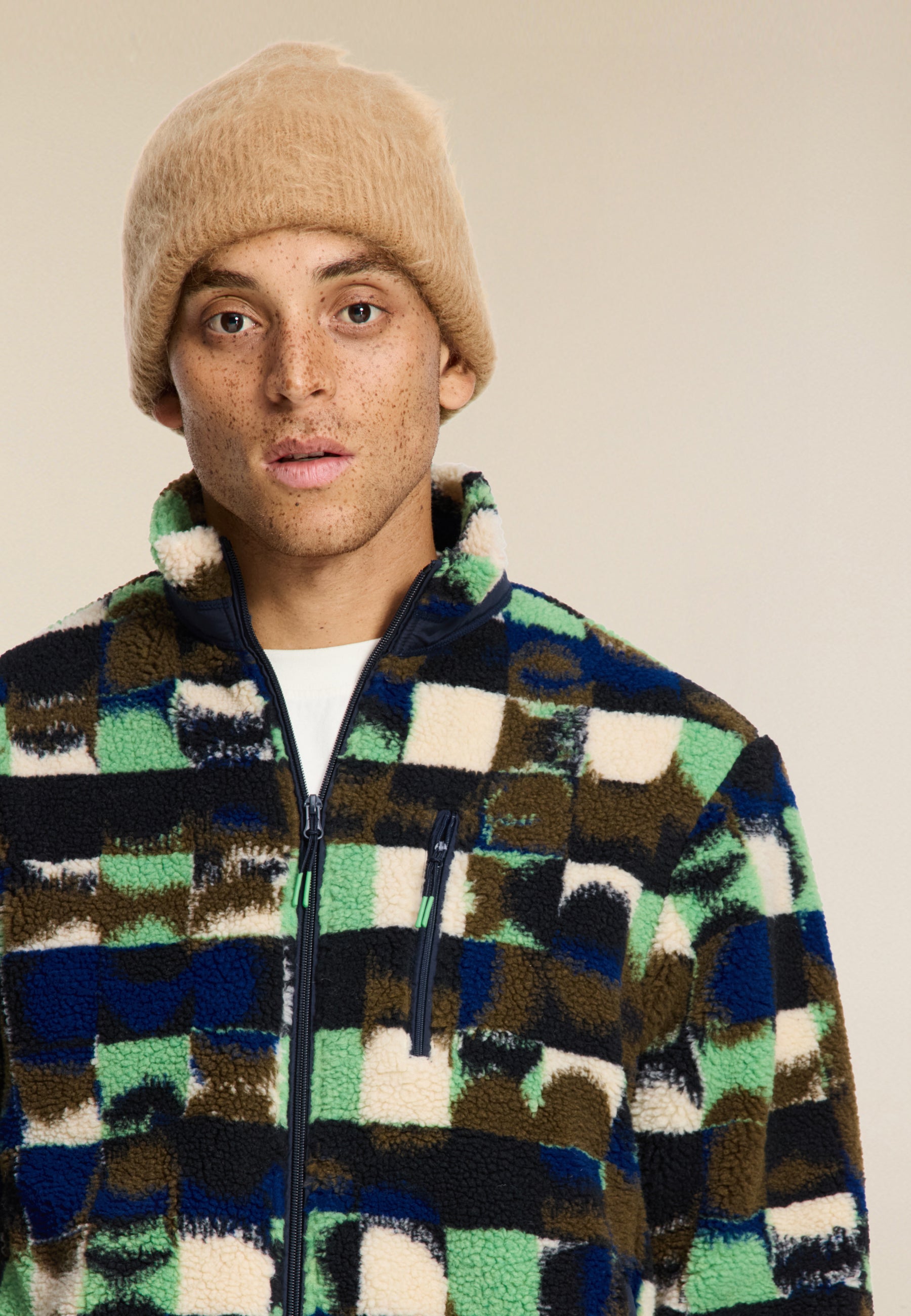 LEE geo quilt teddy jacket | green olive