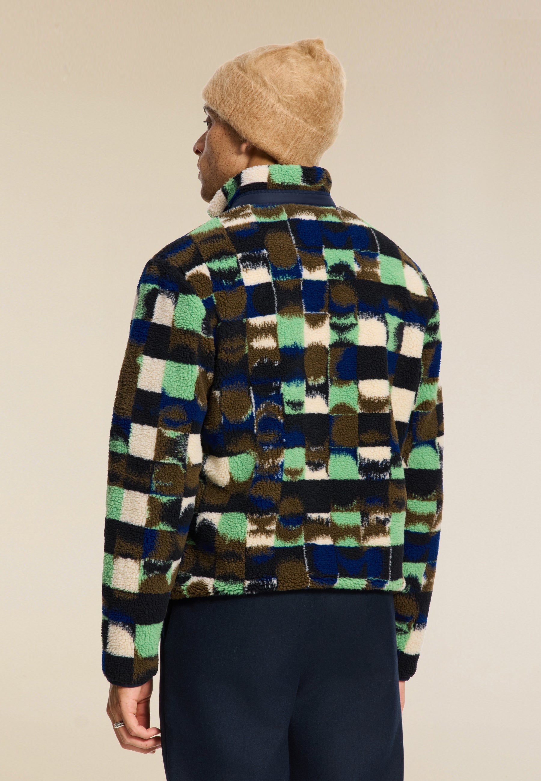 LEE geo quilt teddy jacket | green olive