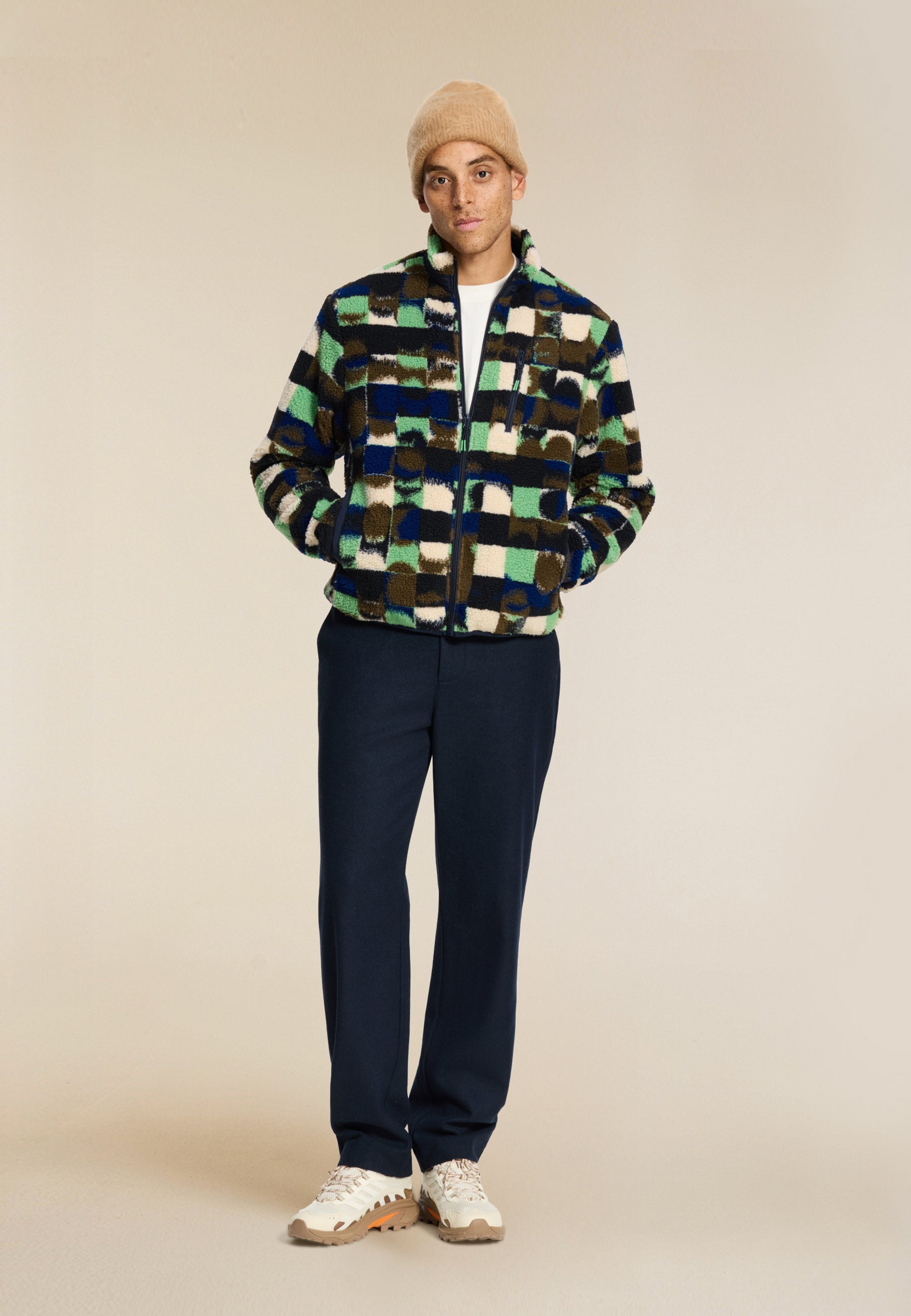LEE geo quilt teddy jacket | green olive