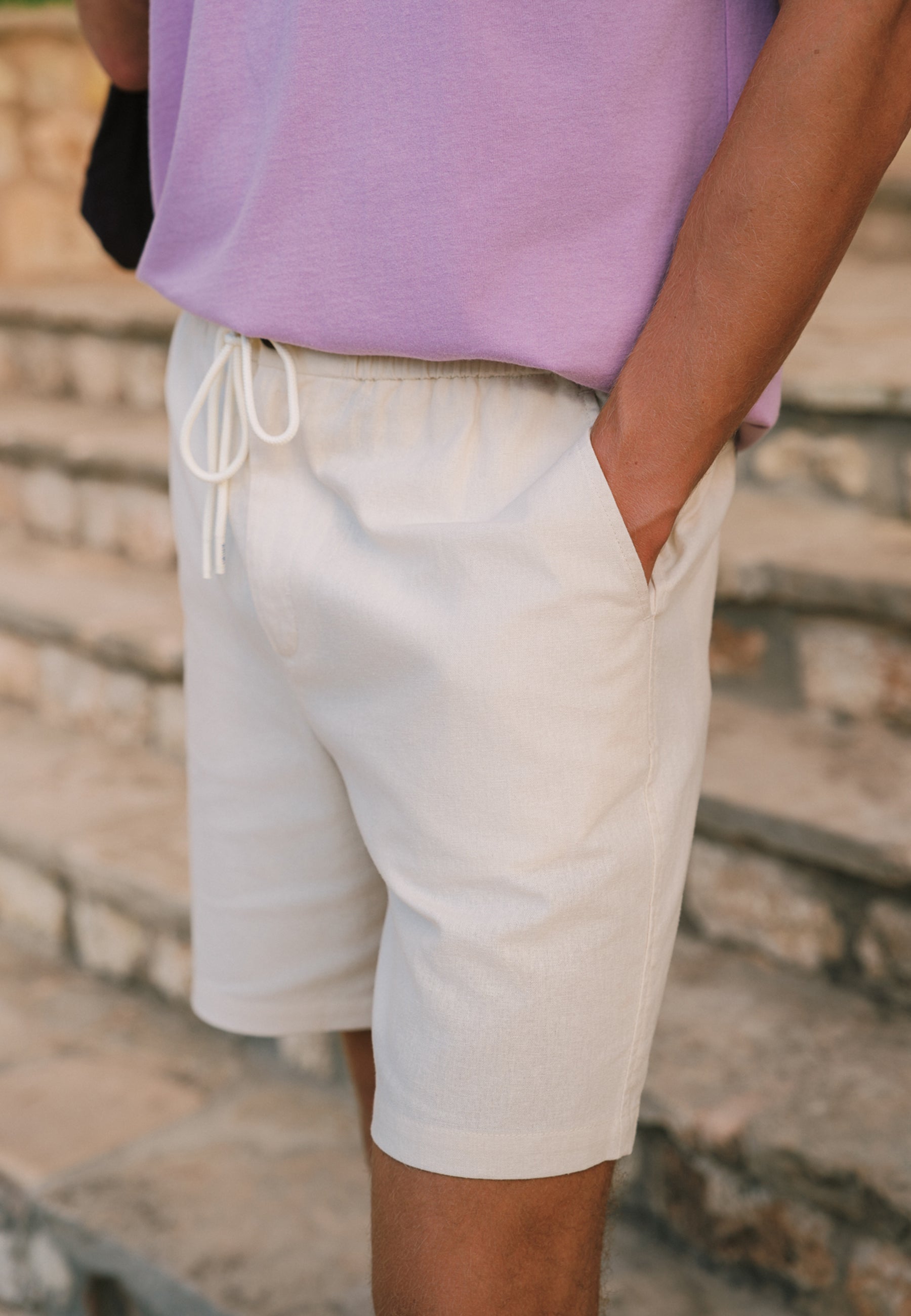 LEWIS linen shorts solid | beige