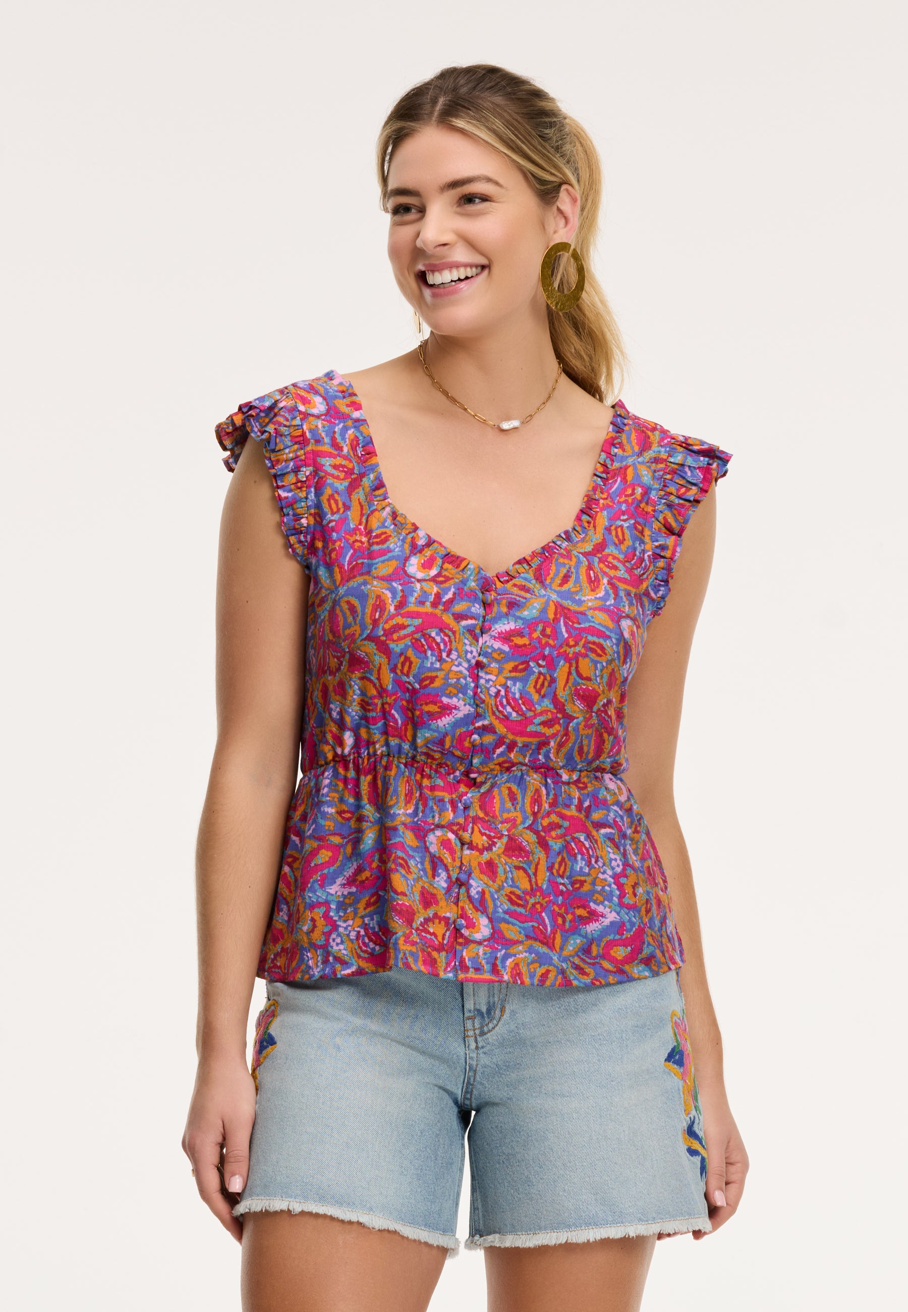 Ladies ELLE blouse sicilian flower