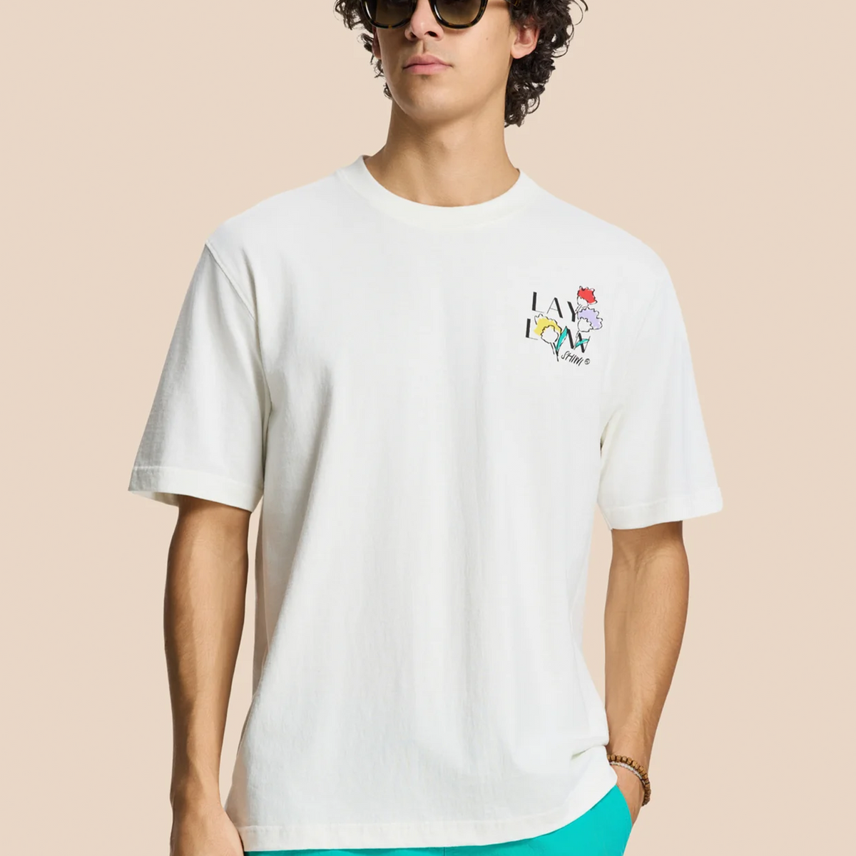 FINN relaxed t-shirt sketched flowers | white