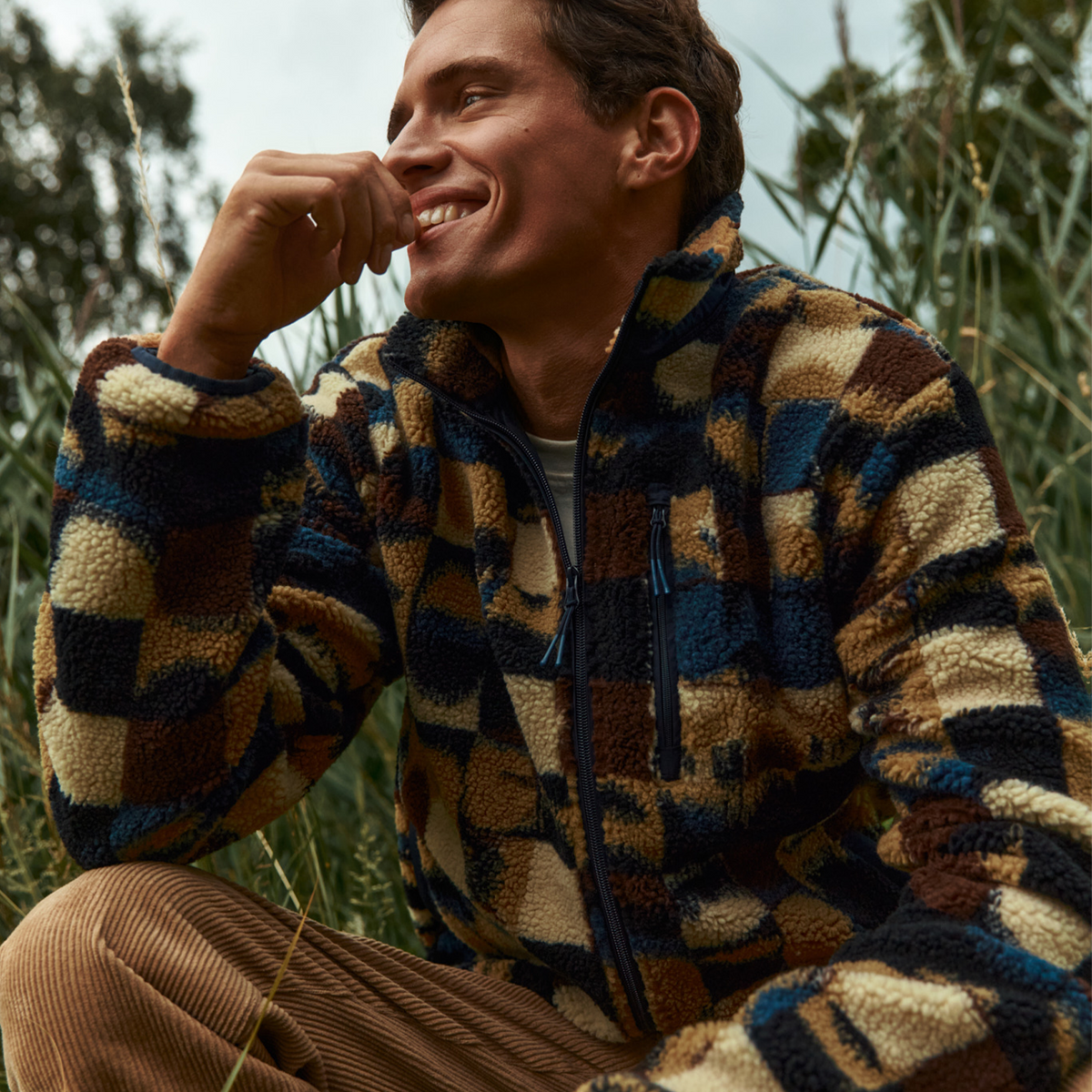 LEE geo quilt teddy jacket | red earth