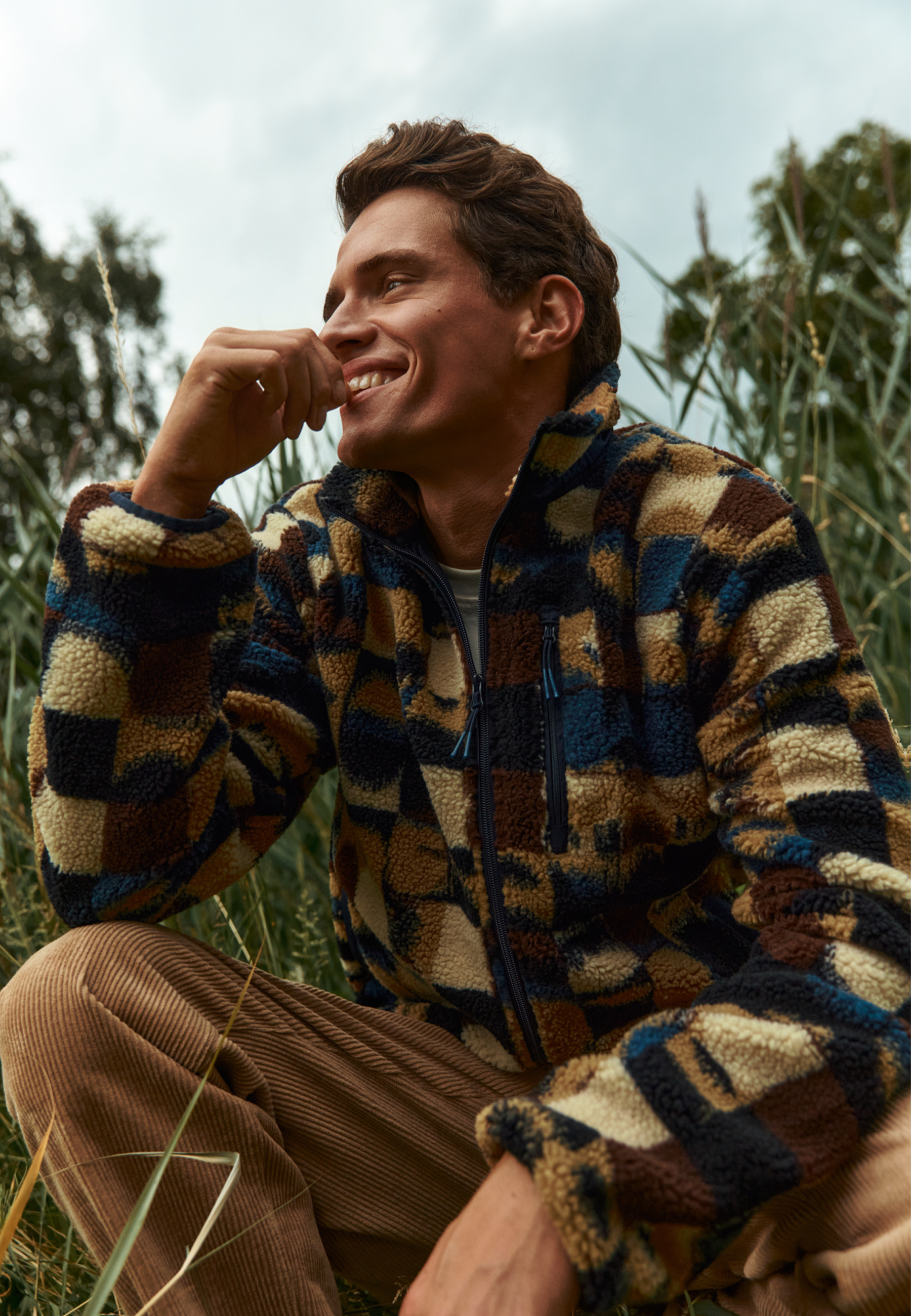 LEE geo quilt teddy jacket | red earth